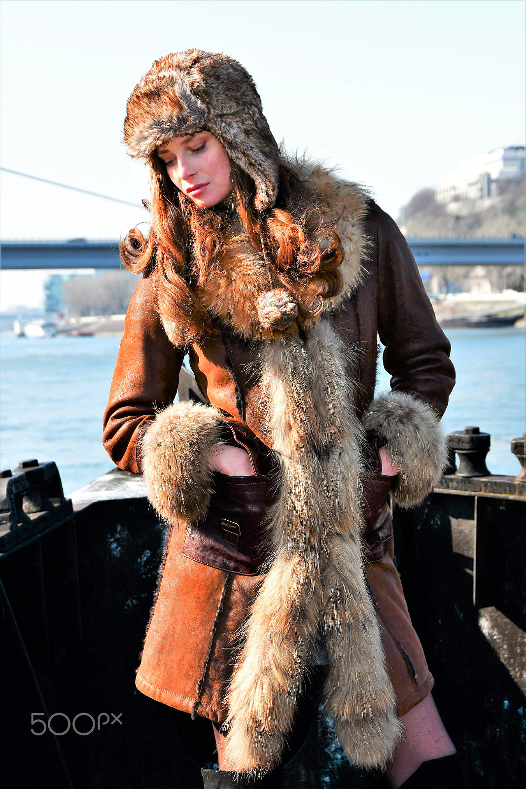 Nikon D7500 sample photo. Beautiful model in leather and fur coat photography