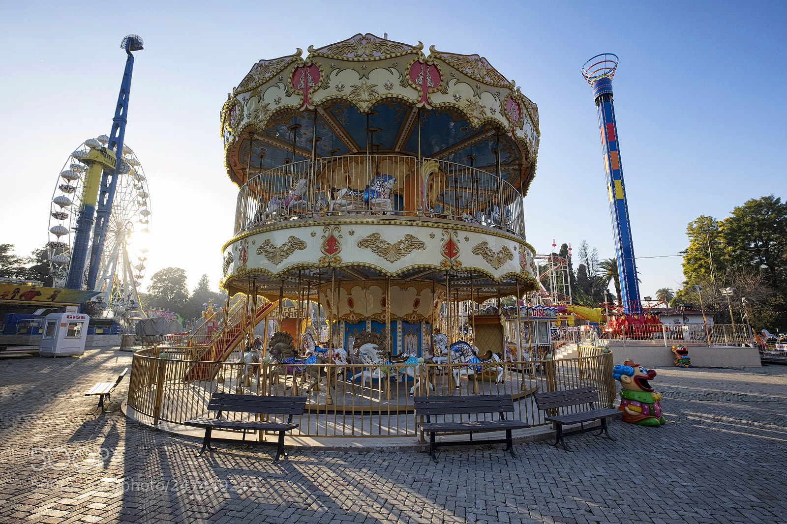 Fujifilm X-T1 sample photo. Sunset at amusement park photography