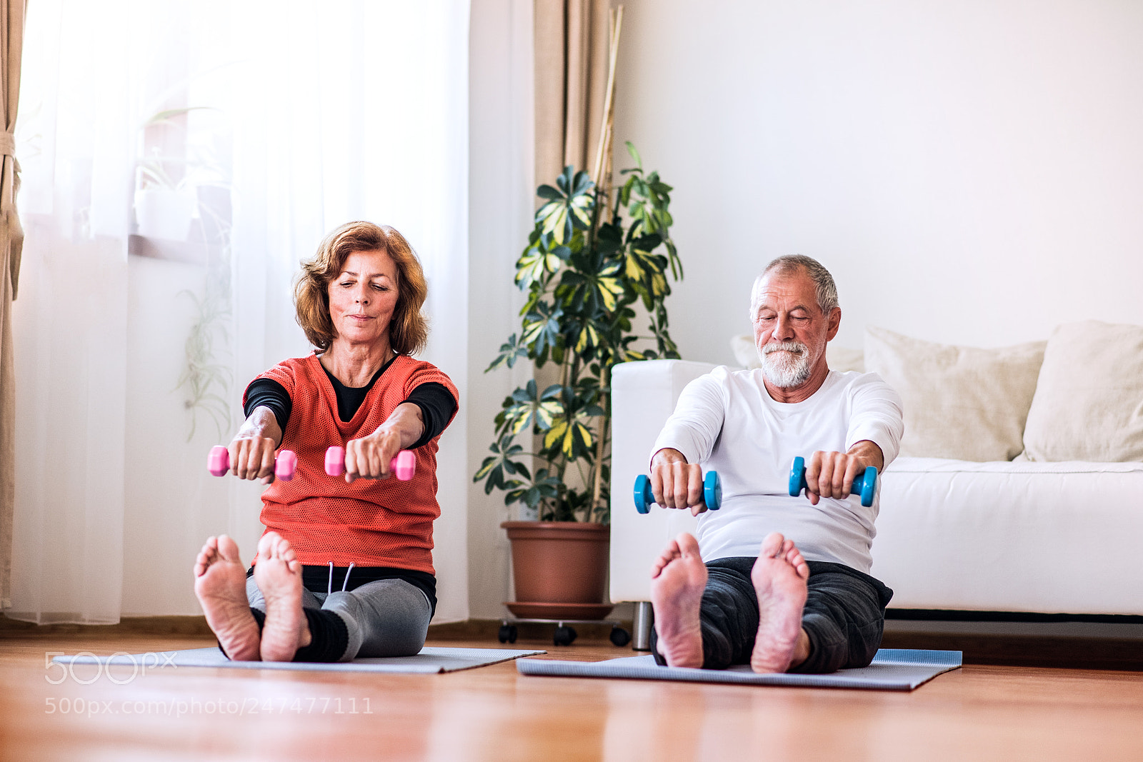 Nikon D5 sample photo. Senior couple doing exercise photography