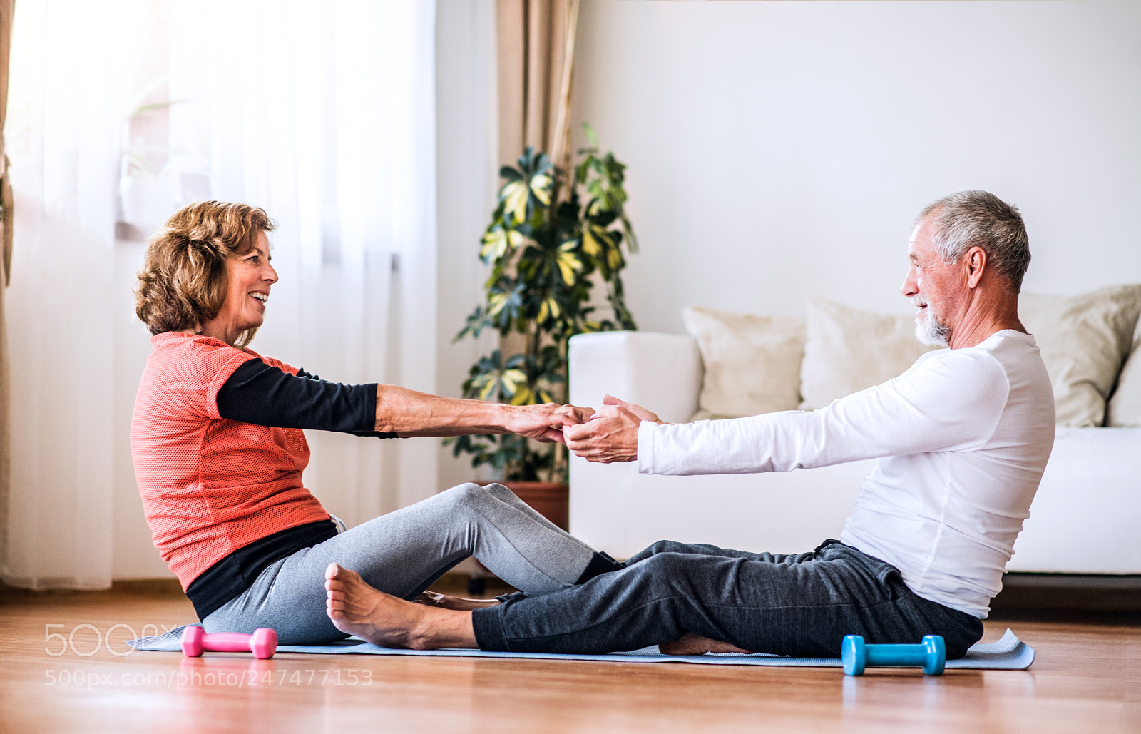Nikon D5 sample photo. Senior couple doing exercise photography