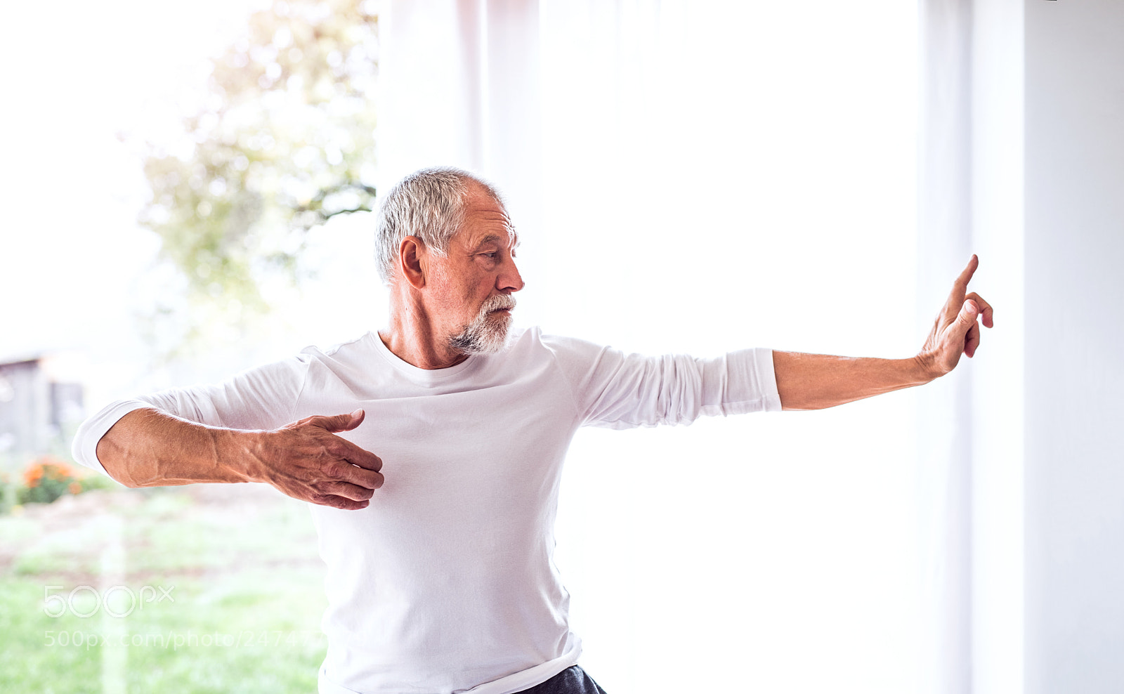 Nikon D5 sample photo. Senior man doing exercise photography
