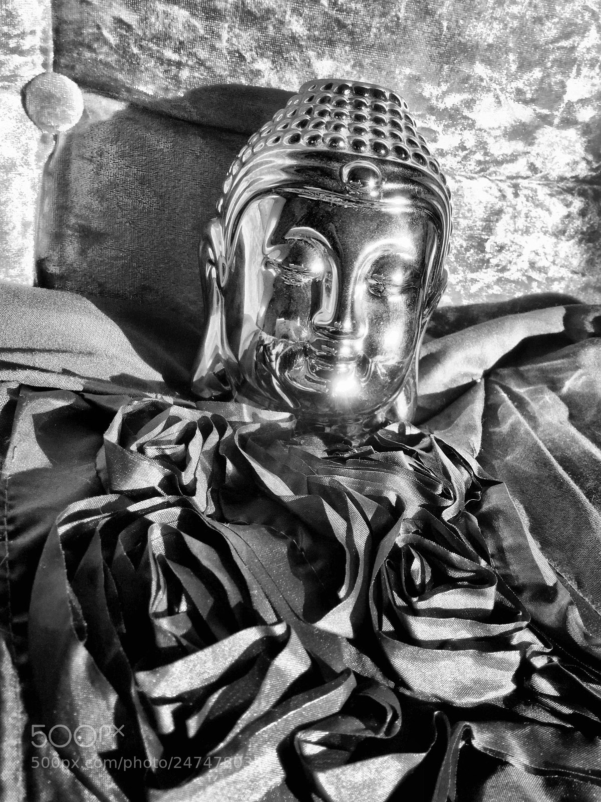 Apple iPad Air 2 sample photo. Black and white buddha photography