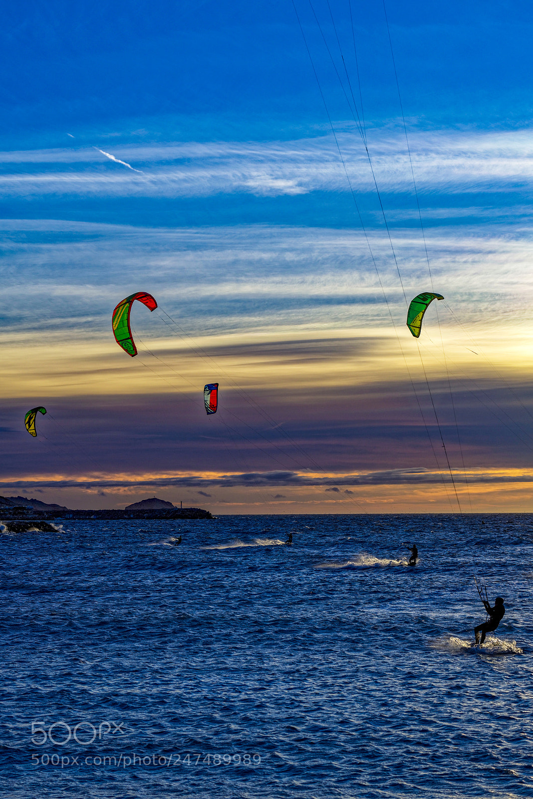 Nikon D800 sample photo. Kitesurfers at dusk # 2 photography