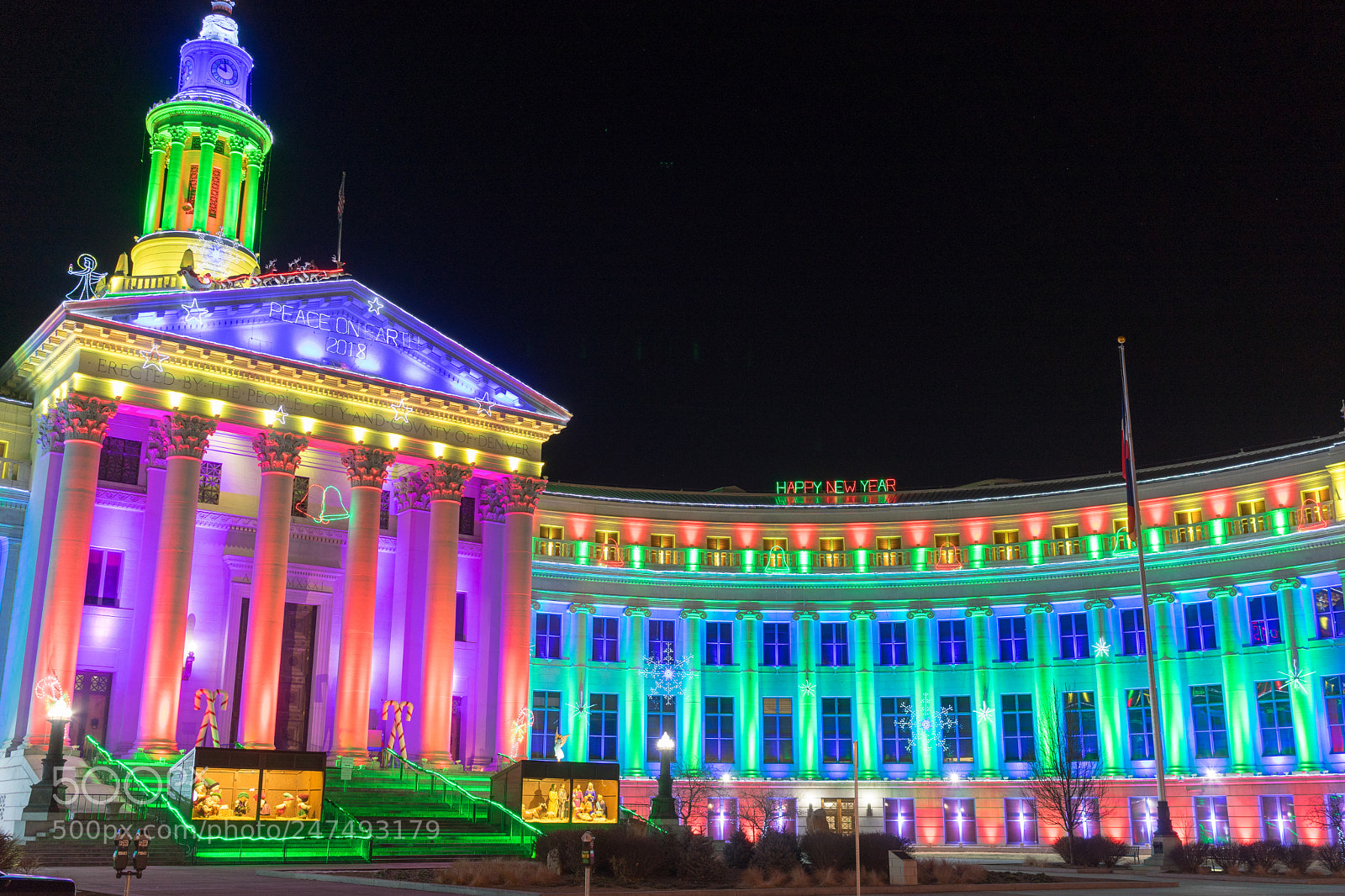 Sony a7 II sample photo. Denver civic center lightup photography