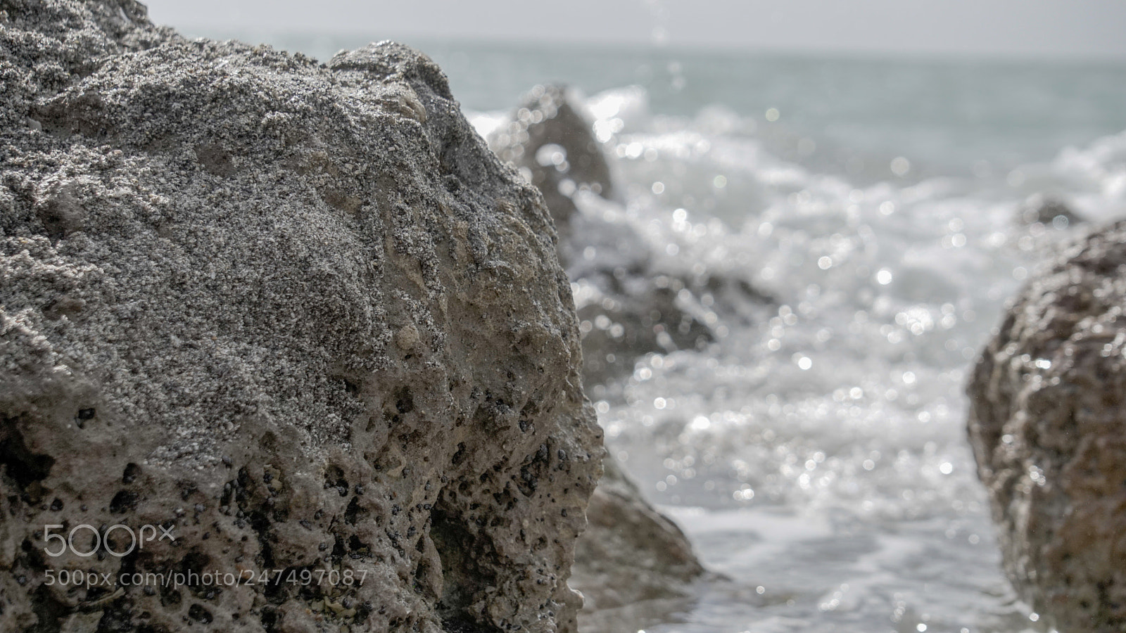 Sony a6500 sample photo. Waves hitting beach rocks photography