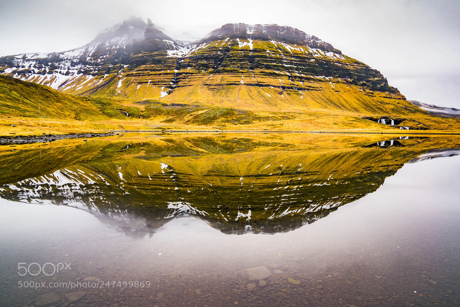 Sony a7R II sample photo. Kirkjufellsfoss reflection photography