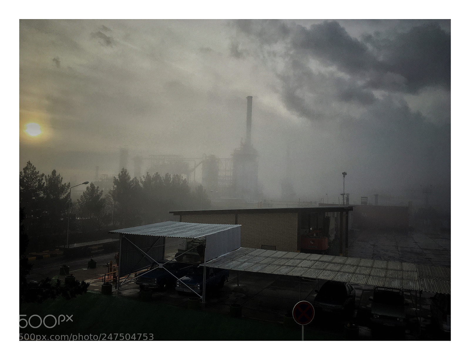 Apple iPhone 6s sample photo. Fog in refinery photography