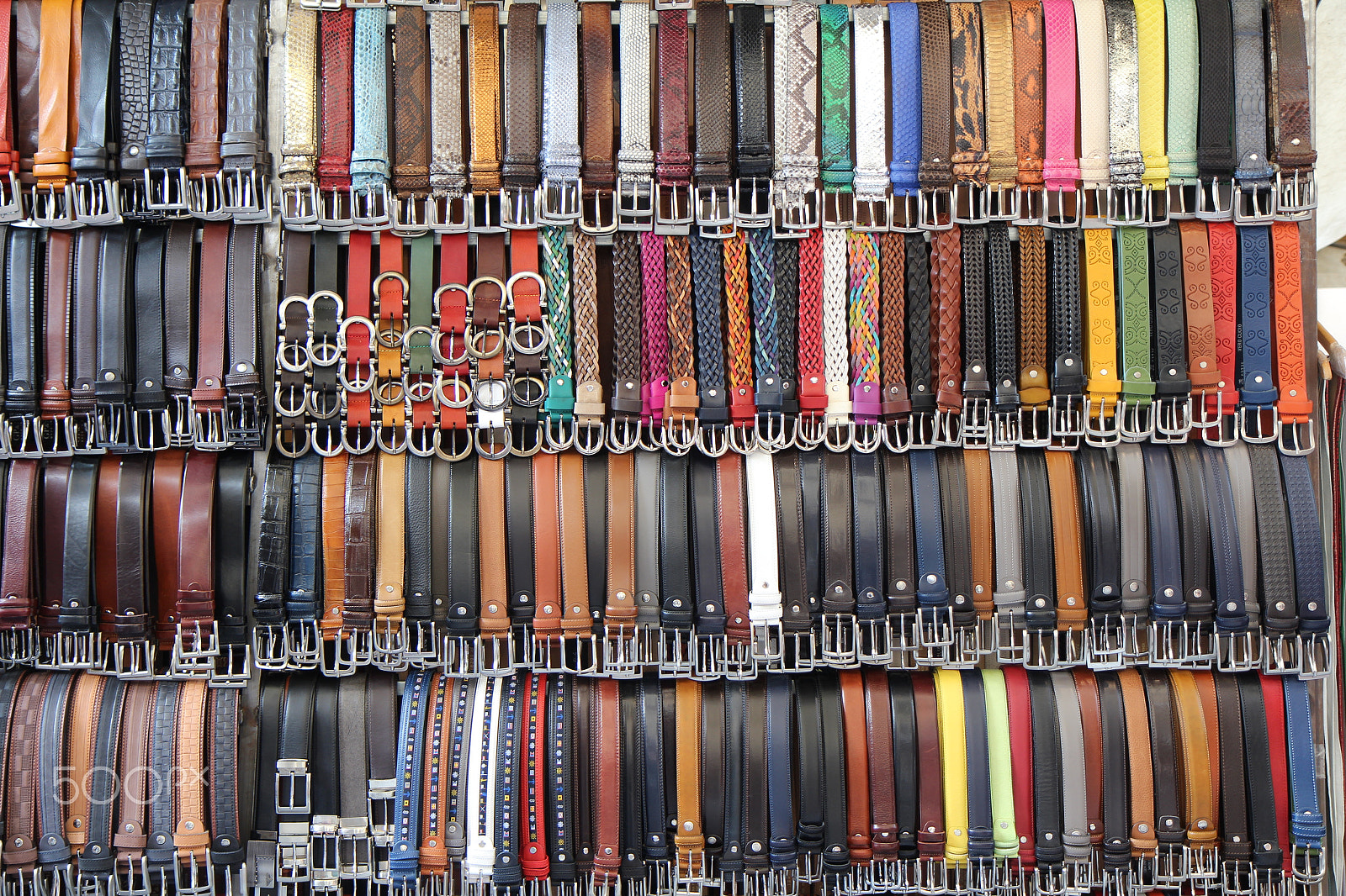 Canon EF-S 17-55mm F2.8 IS USM sample photo. Leather belts in florence market photography