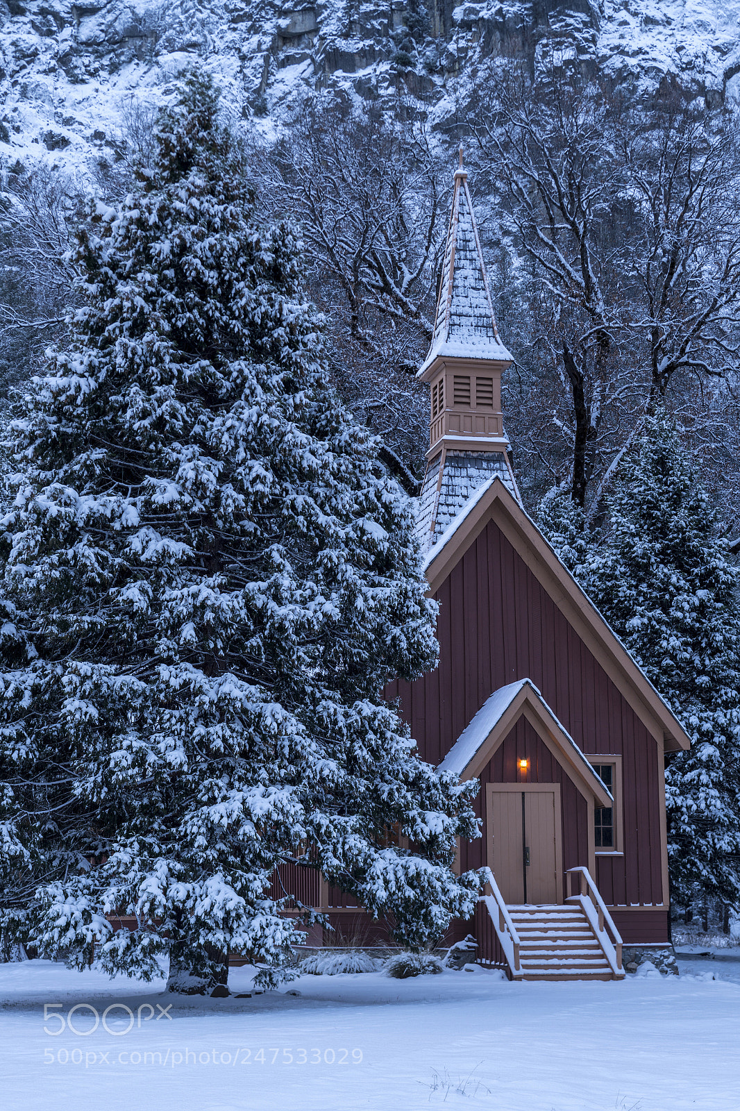 Nikon D850 sample photo. Yosemite chapel  sugar coated photography
