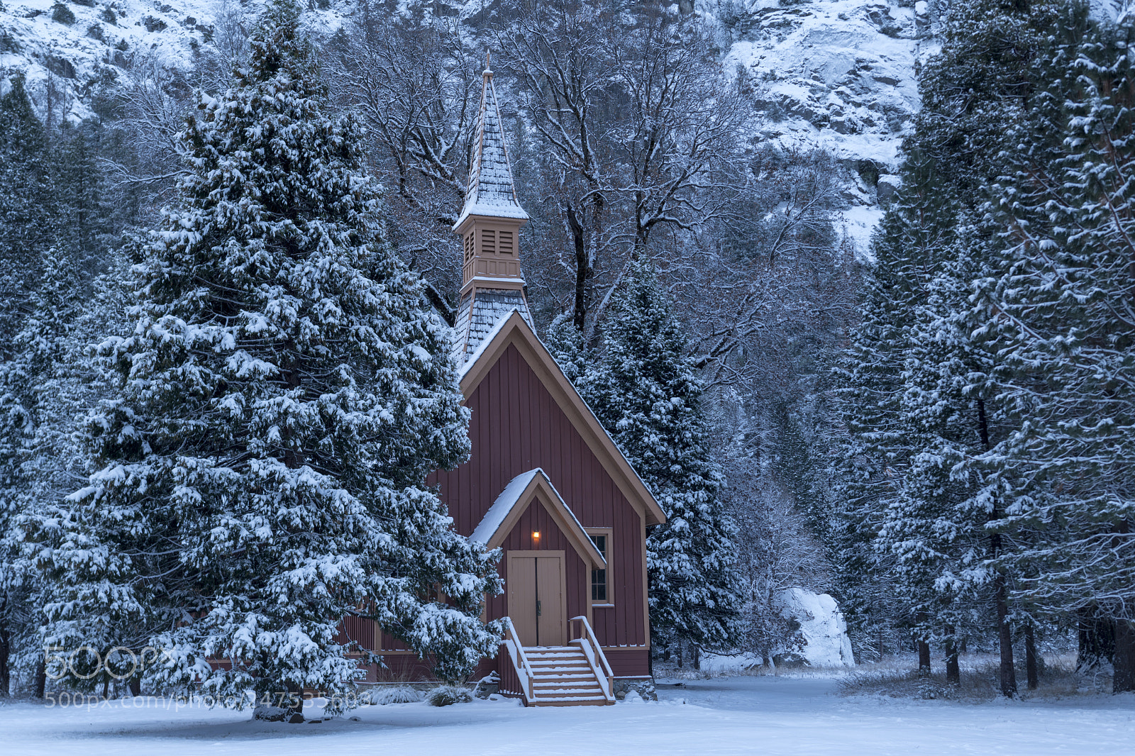 Nikon D850 sample photo. Sugar coated yosemite chapel photography