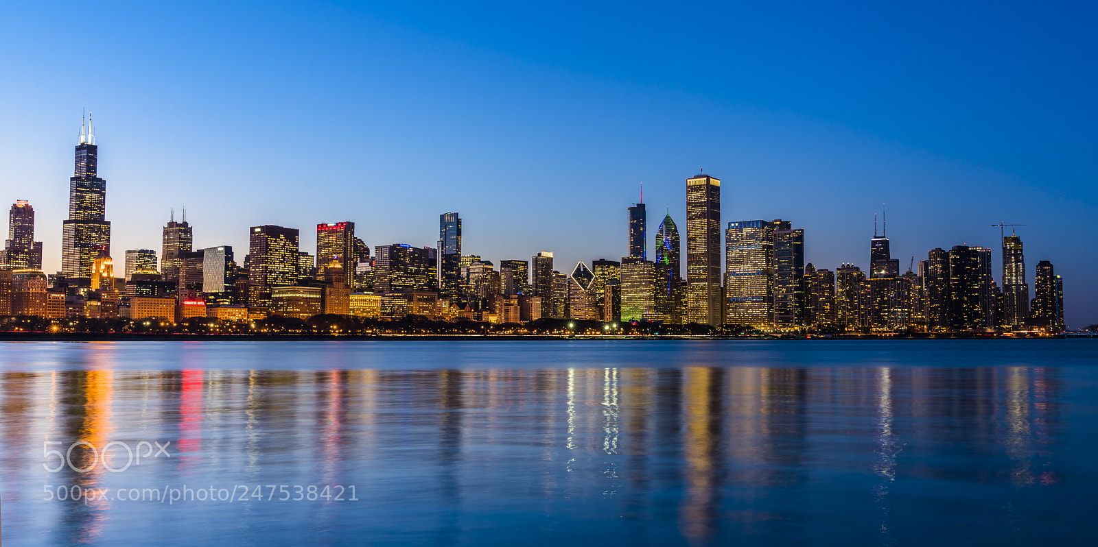 Sony a7R III sample photo. Chicago skyline after sunset. photography