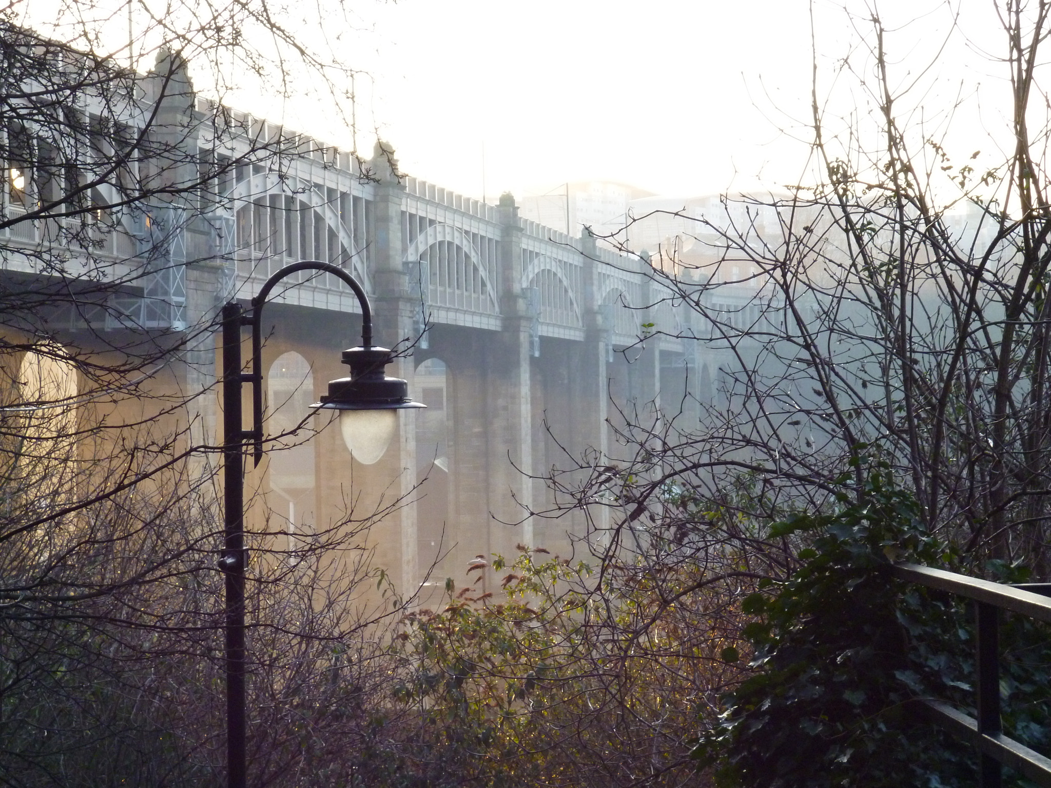 Panasonic DMC-FS16 sample photo. Street light on long stairs newcastle-upon-tyne photography