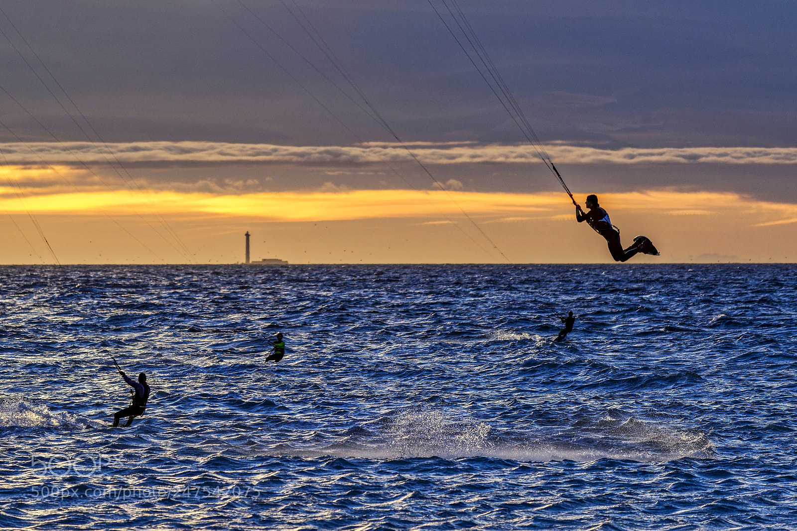 Nikon D800 sample photo. Kitesurfers at dusk # 3 photography