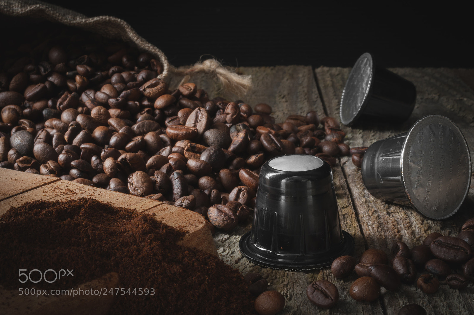 Nikon D300S sample photo. Espresso capsule on wooden photography