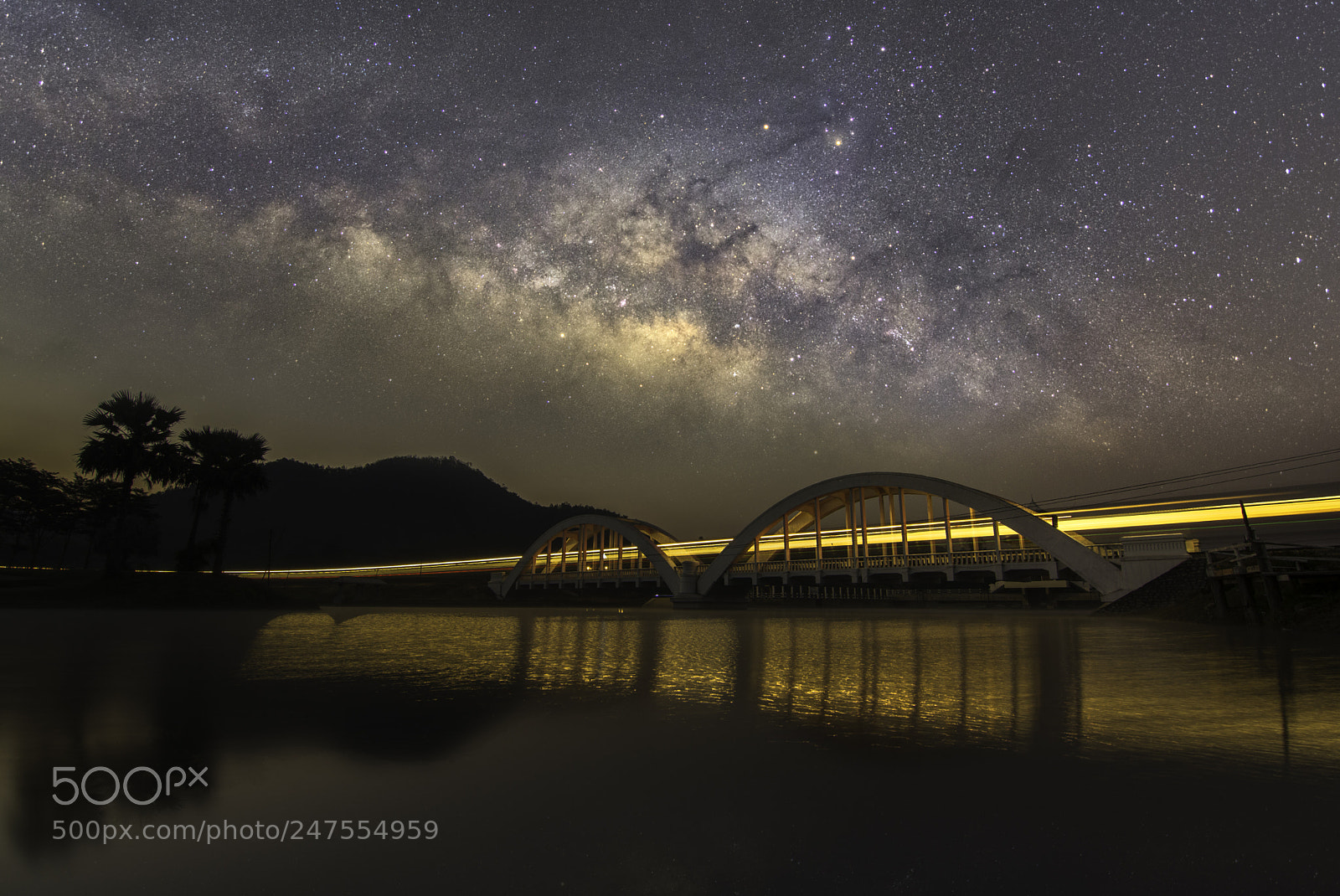 Nikon D7100 sample photo. Milky way x train photography