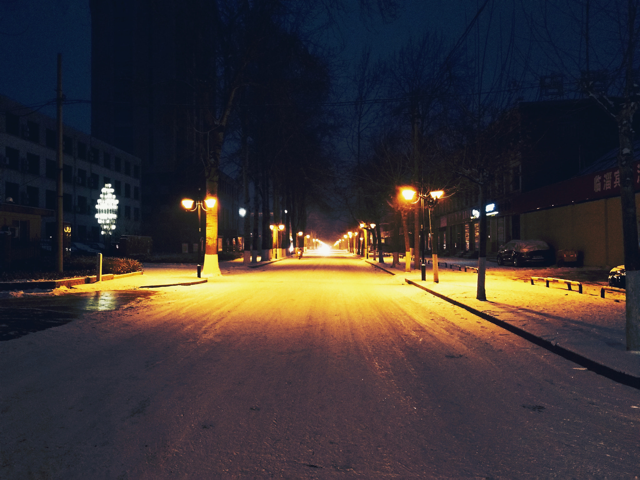 vivo X9 sample photo. 雪夜的街道 photography