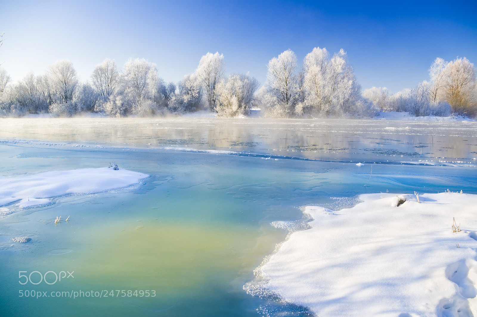 Pentax K-x sample photo. Winter river photography