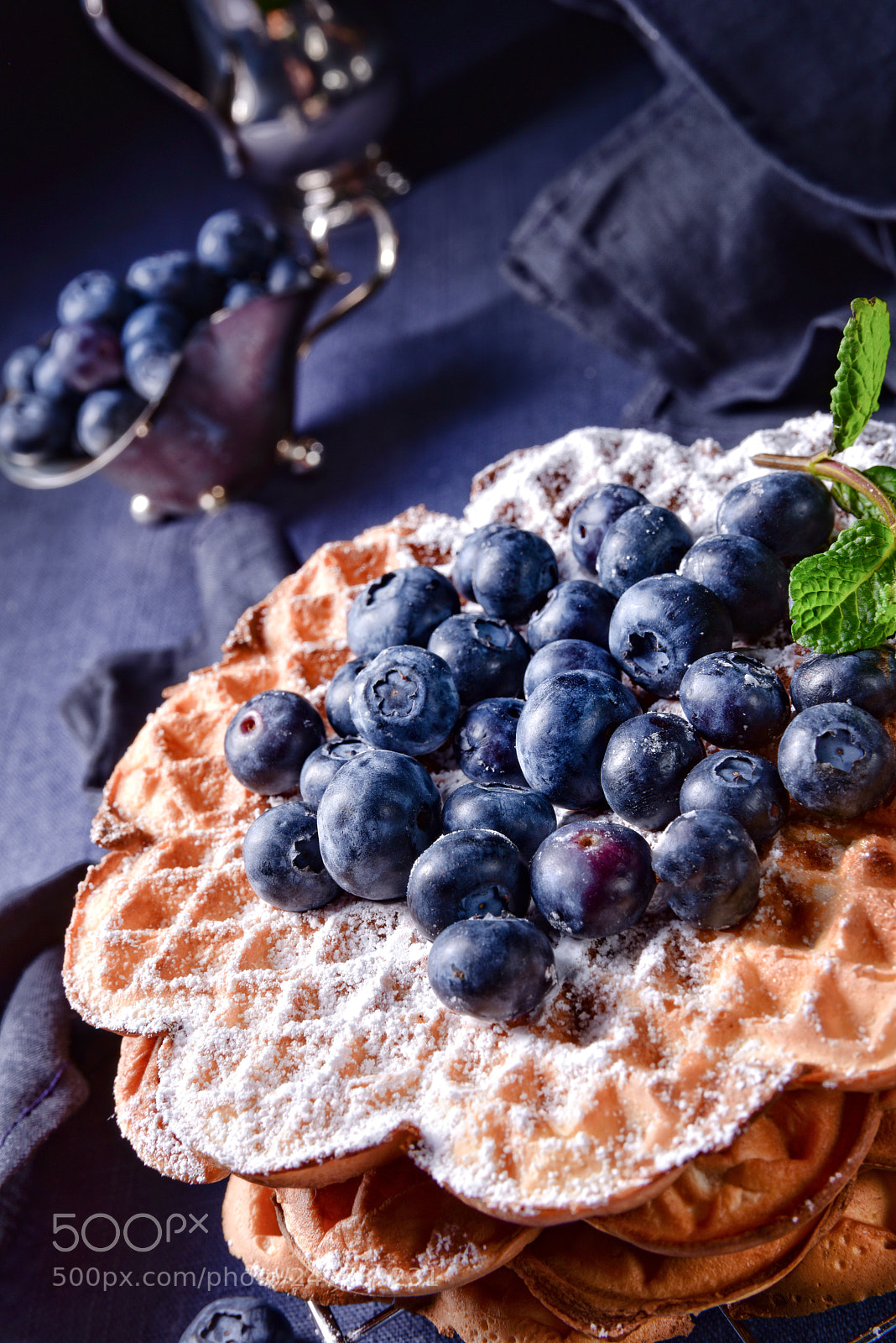 Nikon D810 sample photo. Waffles with blueberries photography