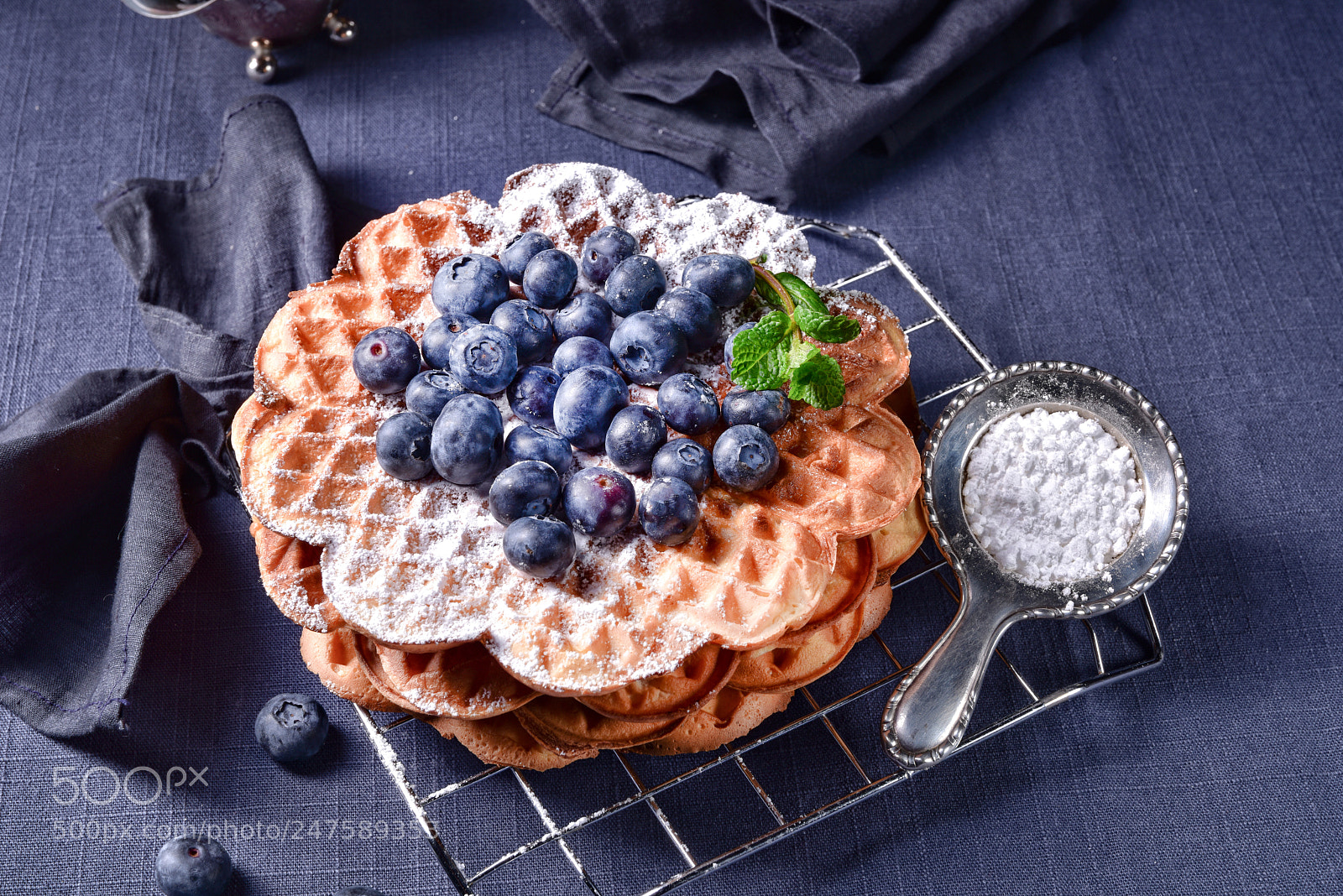 Nikon D810 sample photo. Waffles with blueberries photography