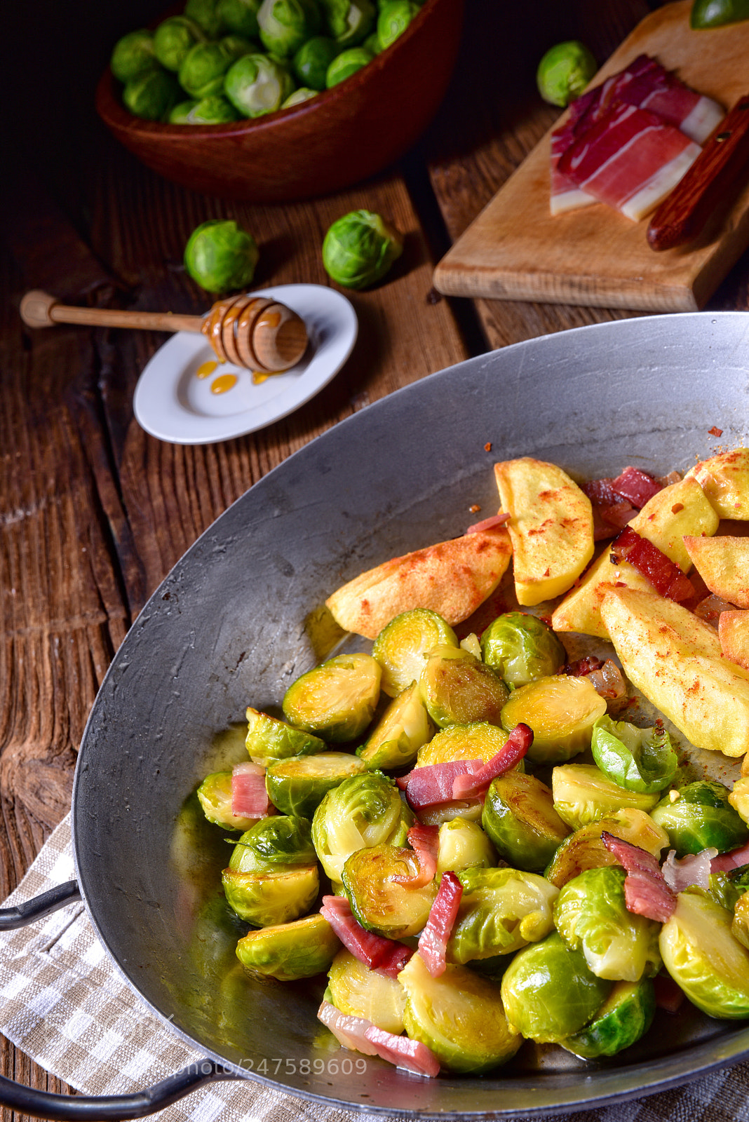 Nikon D810 sample photo. Brussels sprouts with ham photography