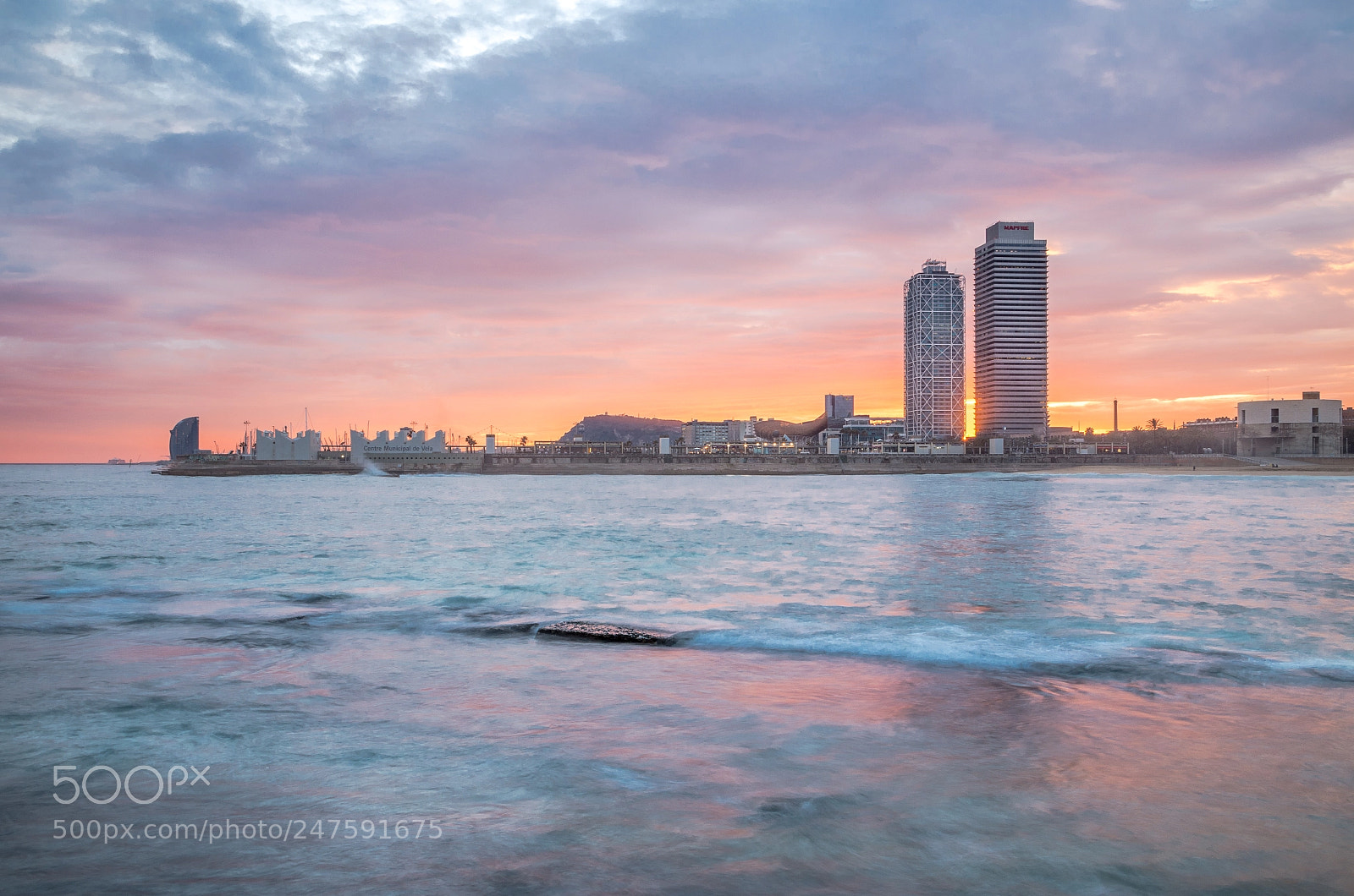 Pentax K-500 sample photo. Sunset over barcelona photography