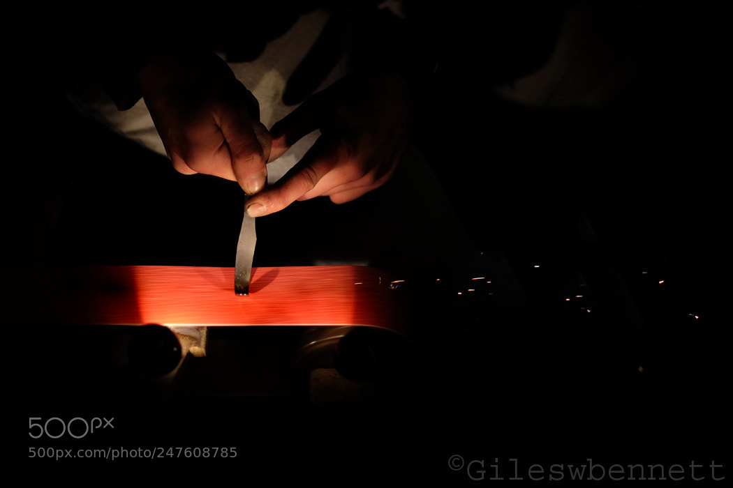 Fujifilm X-T1 sample photo. Knife sharpening photography