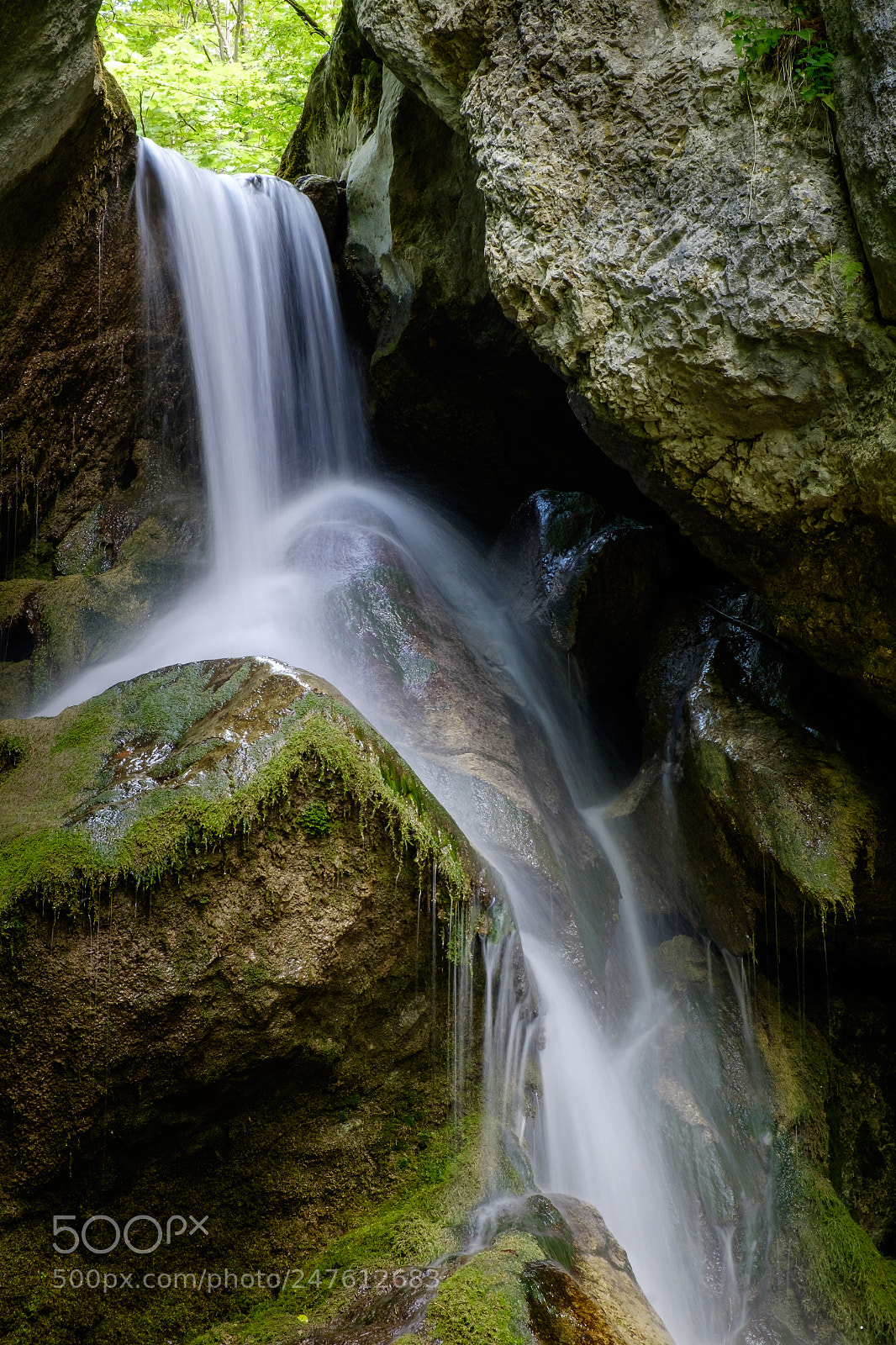 Fujifilm X-T1 sample photo. Waterfall splitting cascades photography