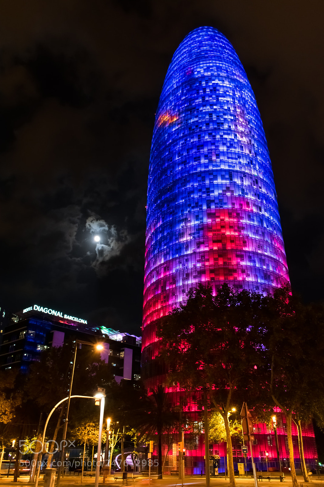 Nikon D3400 sample photo. Torre agbar by night. photography