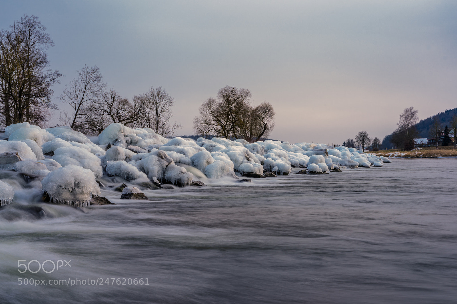 Sony a7 sample photo. Ice covered stones in photography