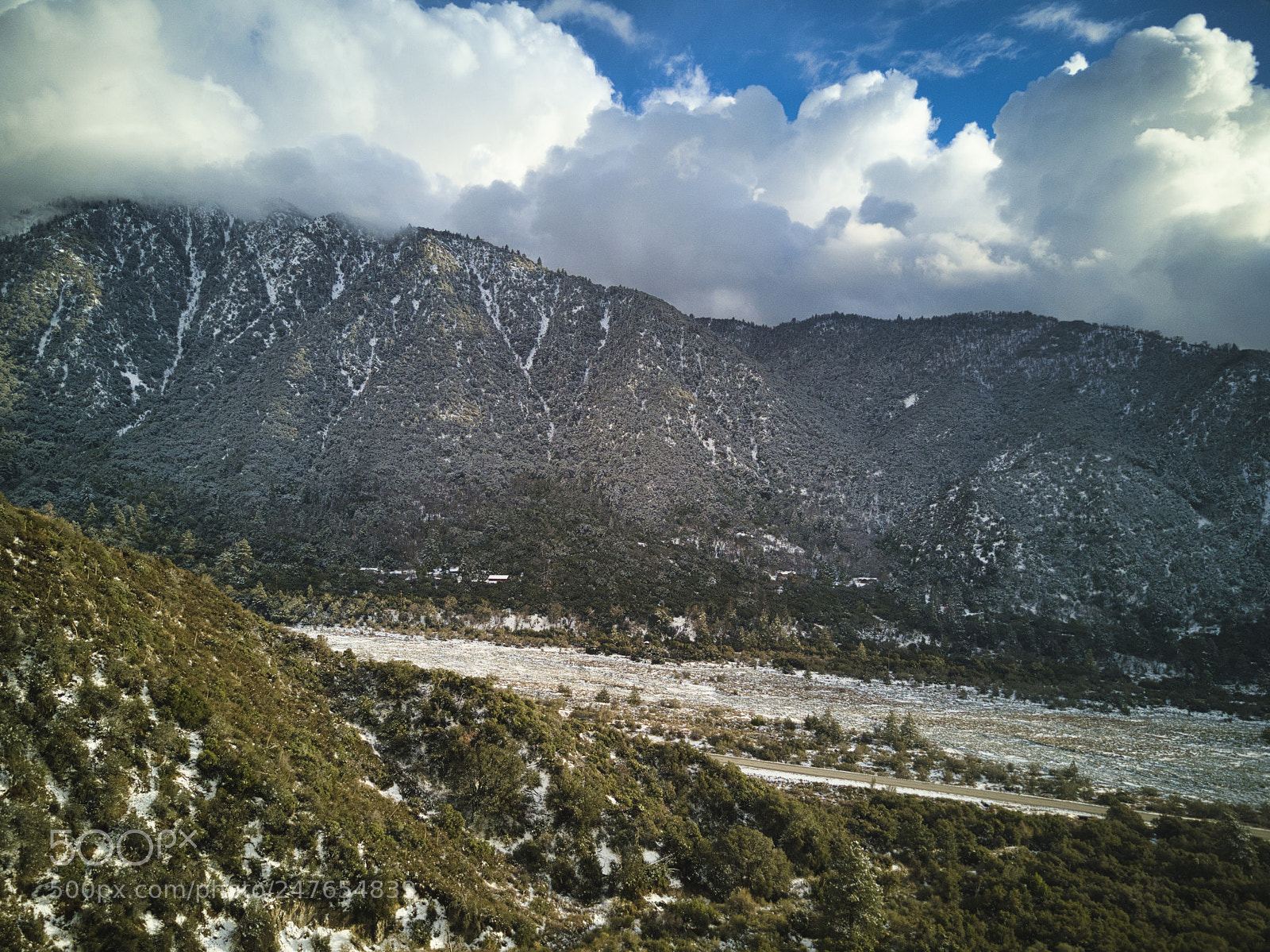 DJI FC220 sample photo. Angelus oaks + snow photography