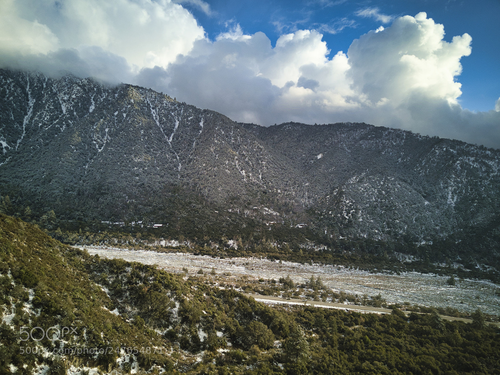 DJI FC220 sample photo. Angelus oaks + snow photography