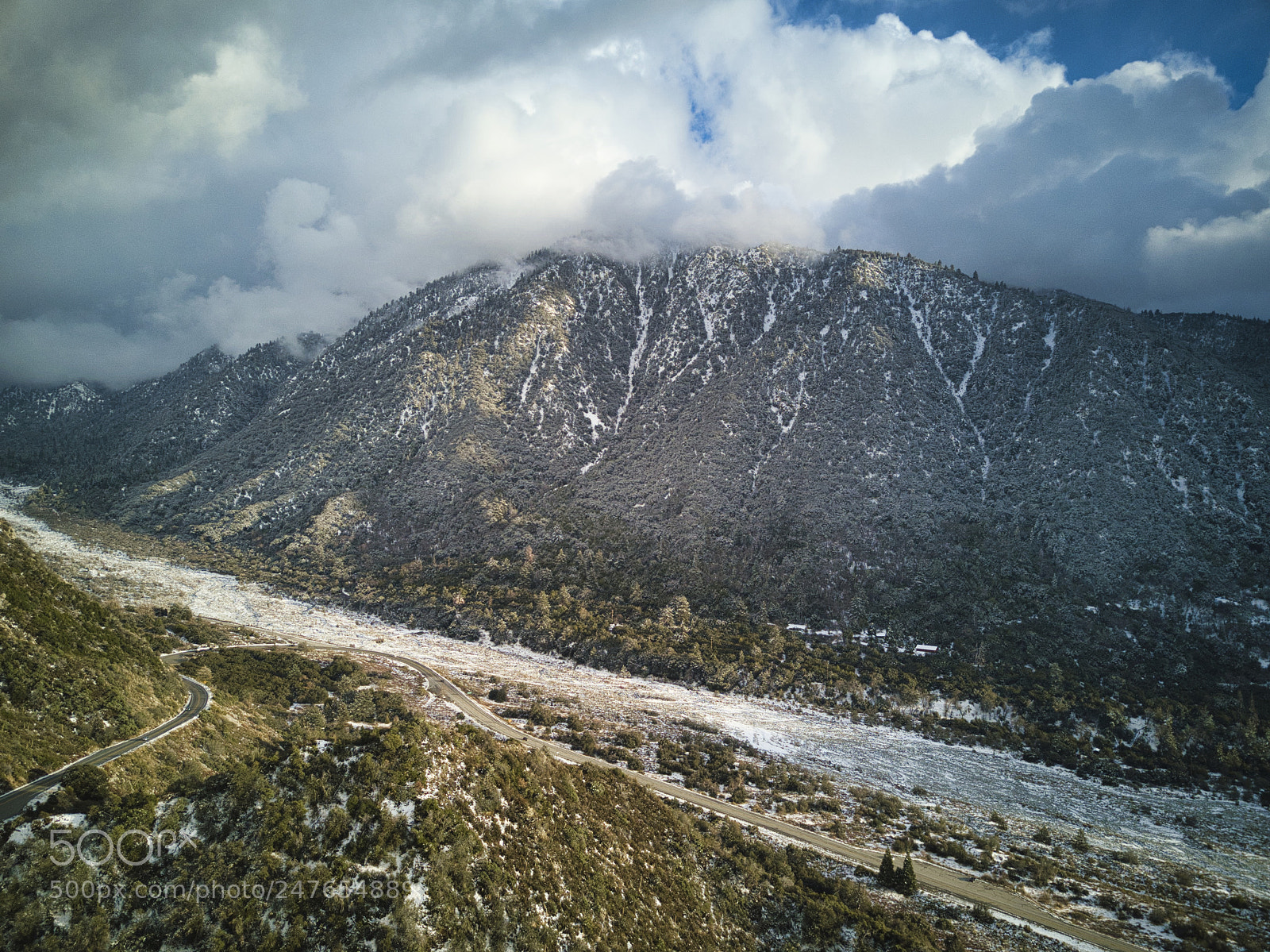 DJI FC220 sample photo. Angelus oaks + snow photography