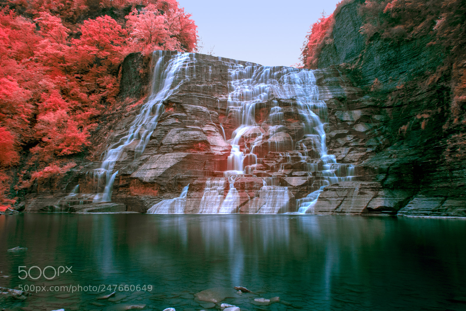 Nikon D5200 sample photo. Ithaca falls in infrared photography