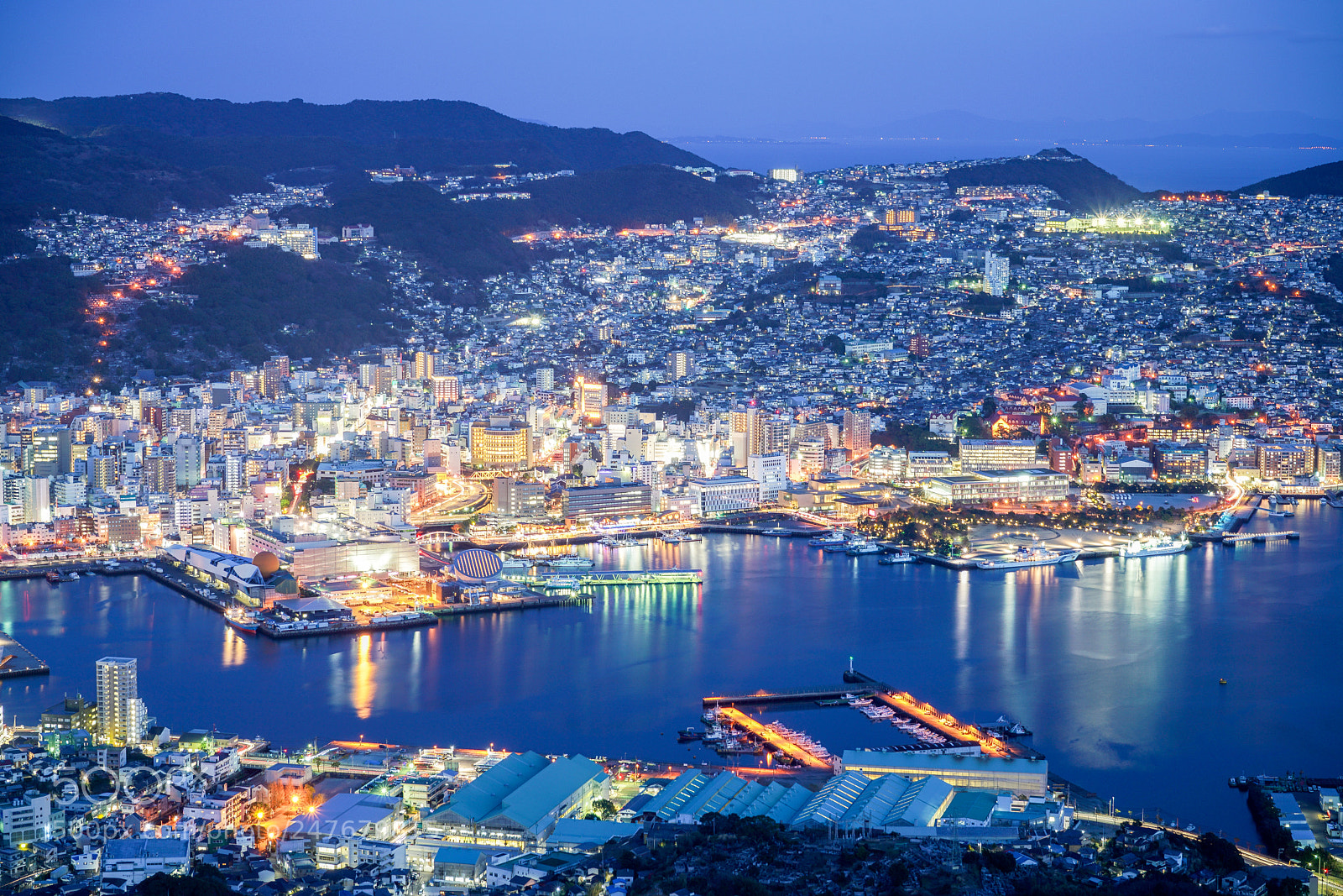 Sony a7R II sample photo. Nagasaki in blue hour photography
