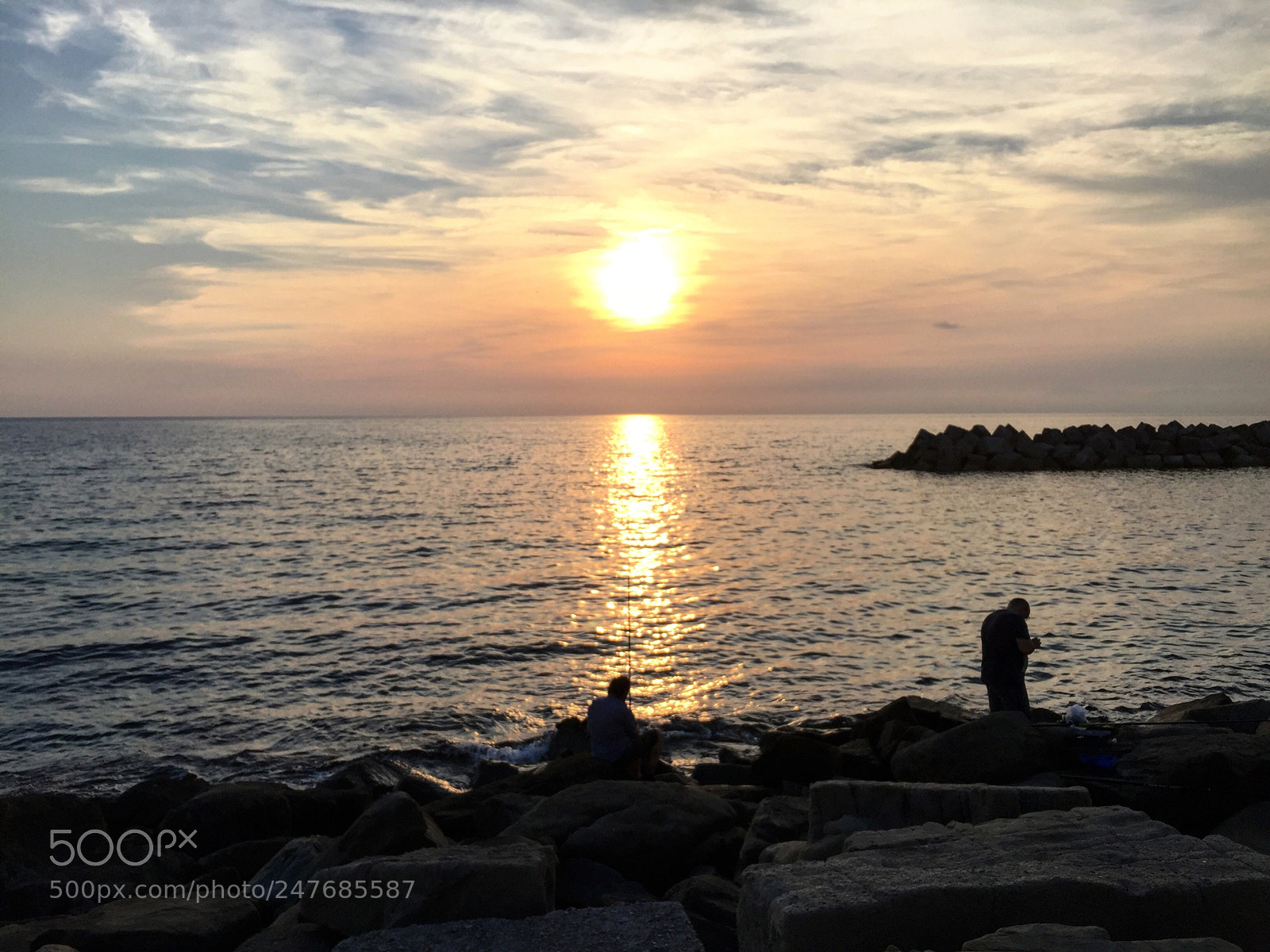 Apple iPhone 6 Plus sample photo. Fishermen at sunset, italy photography