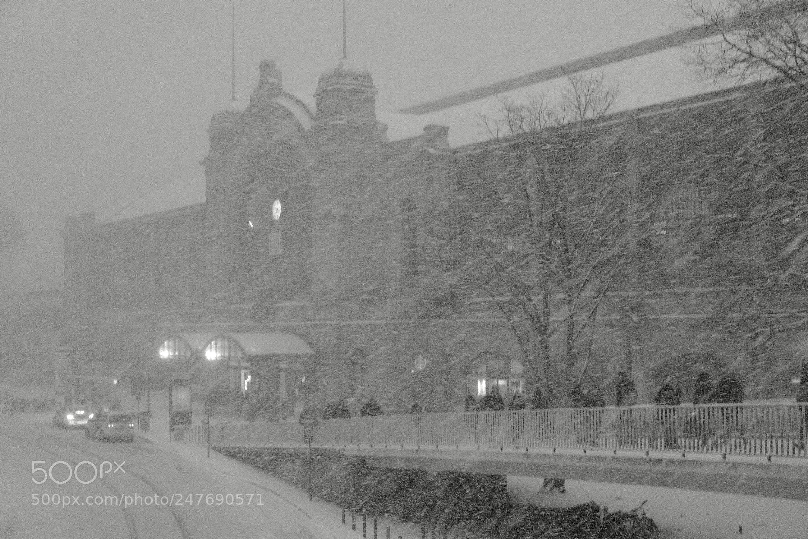 Fujifilm X-Pro2 sample photo. Railwaystation in snow storm photography