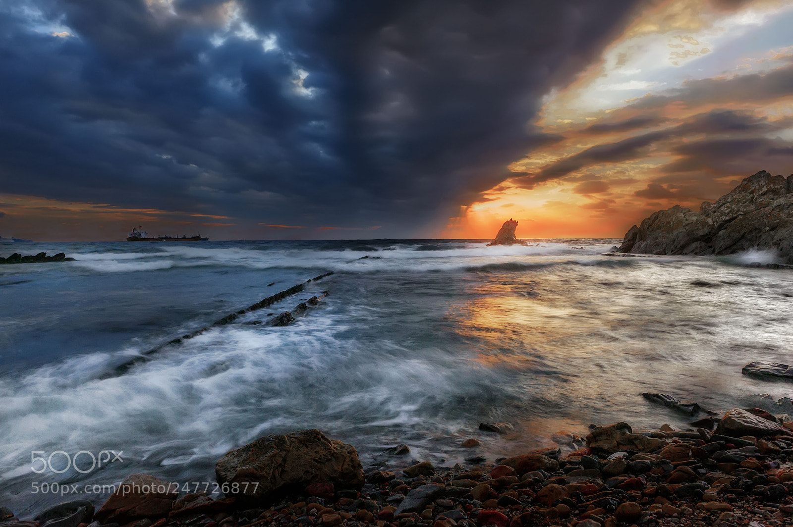 Nikon D700 sample photo. Sunrise on rocks photography
