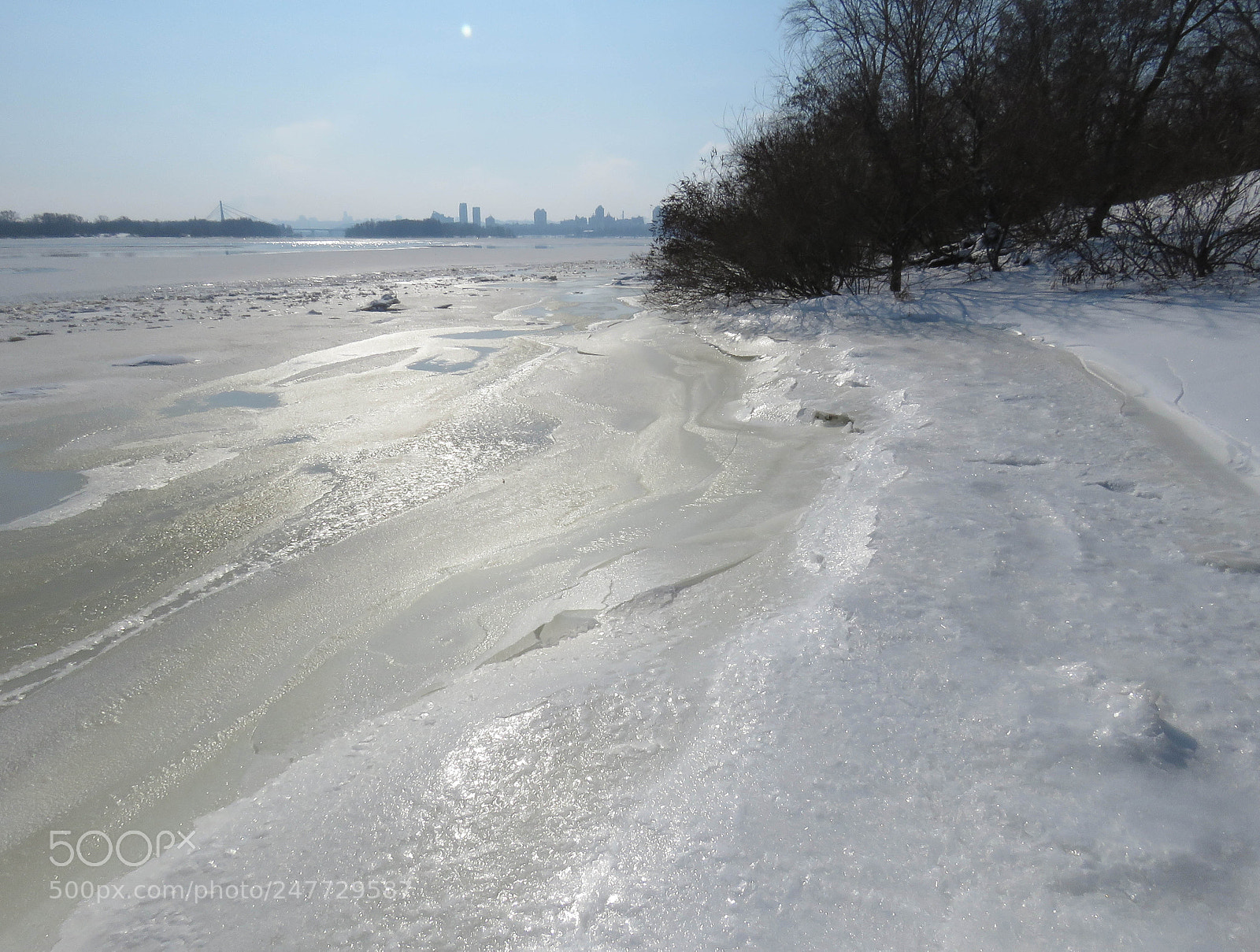Canon PowerShot SX60 HS sample photo. Shore frozen river photography