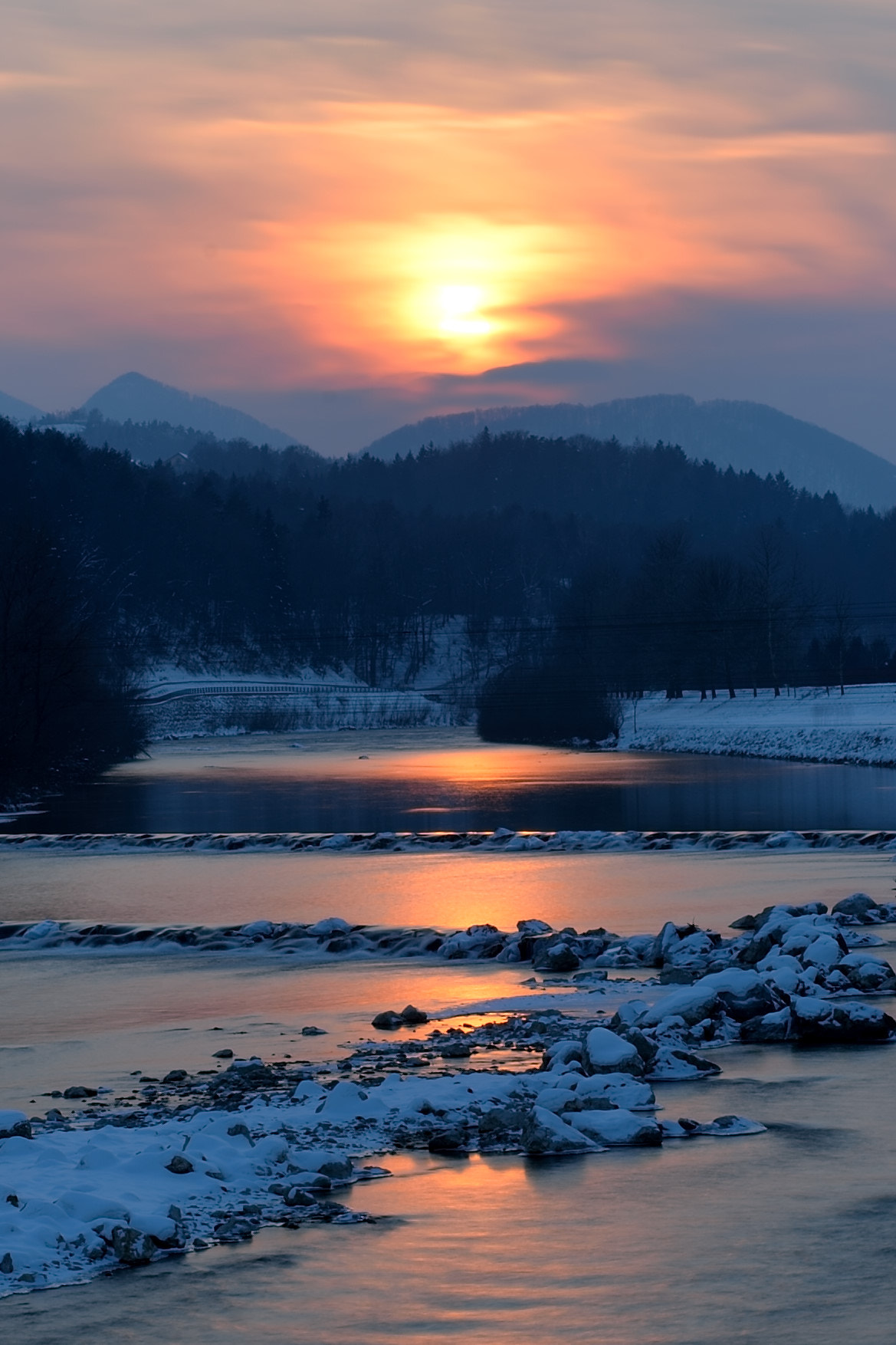 Nikon Df sample photo. Sunset on savinja river photography