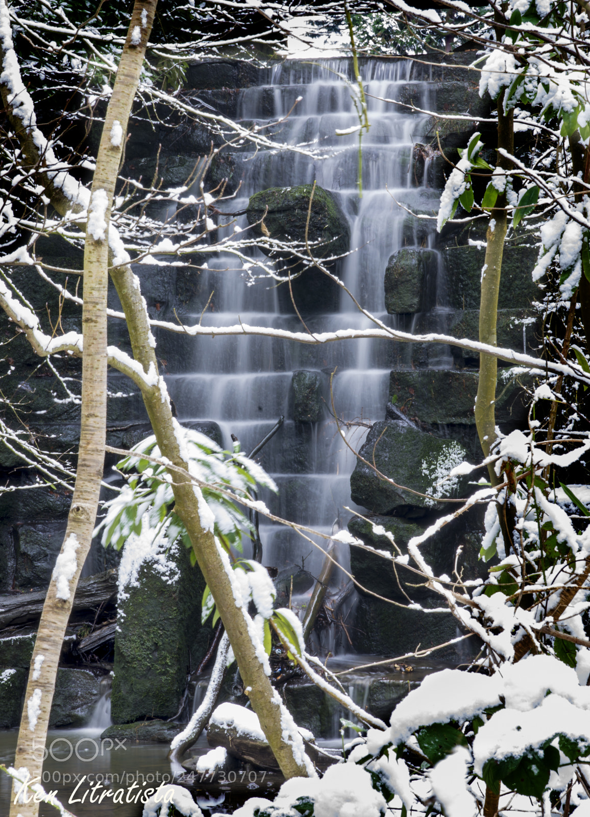 Pentax K-5 sample photo. Winter waterfall photography