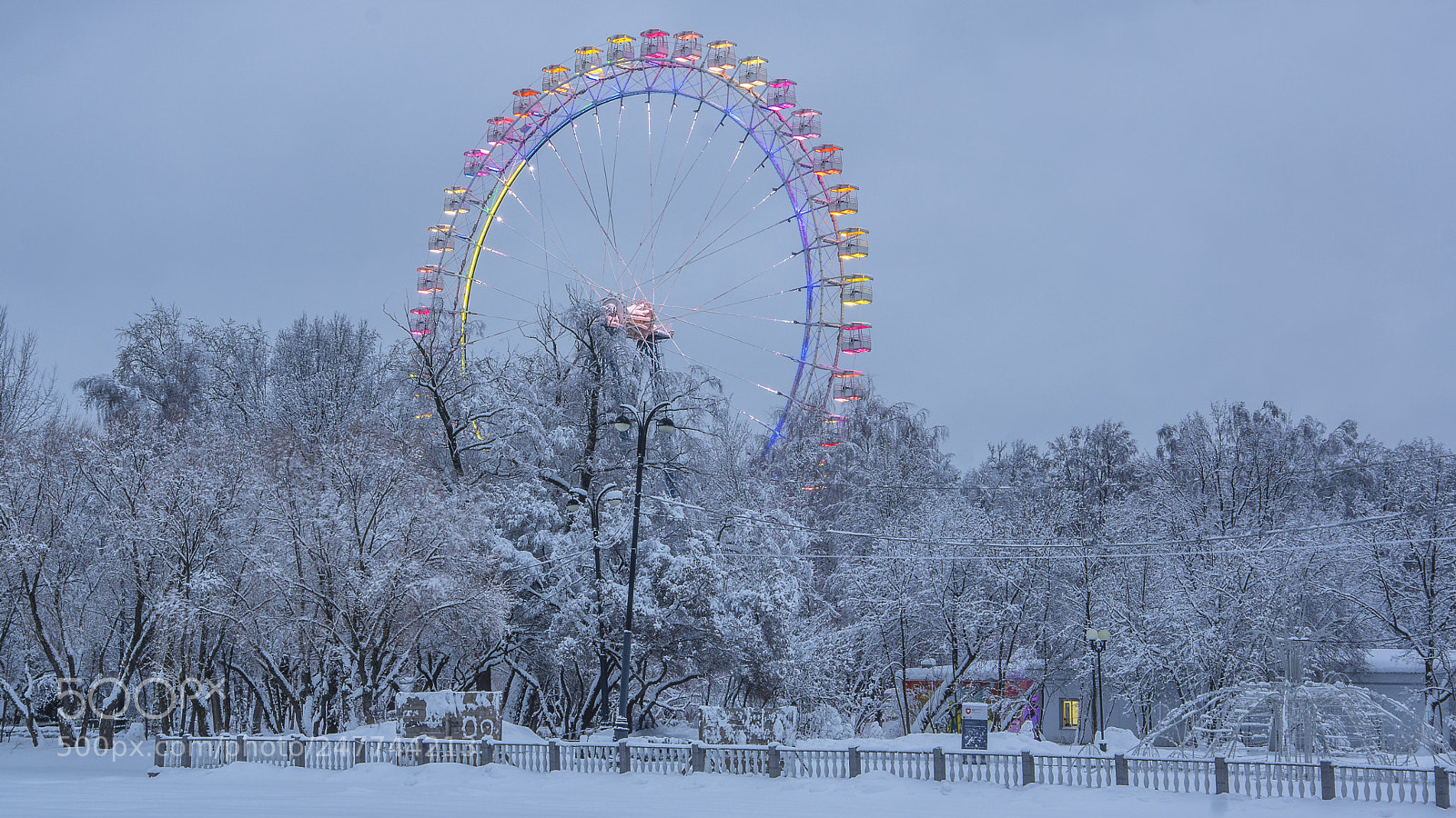 Pentax K-3 sample photo. Ferris wheel in snow photography
