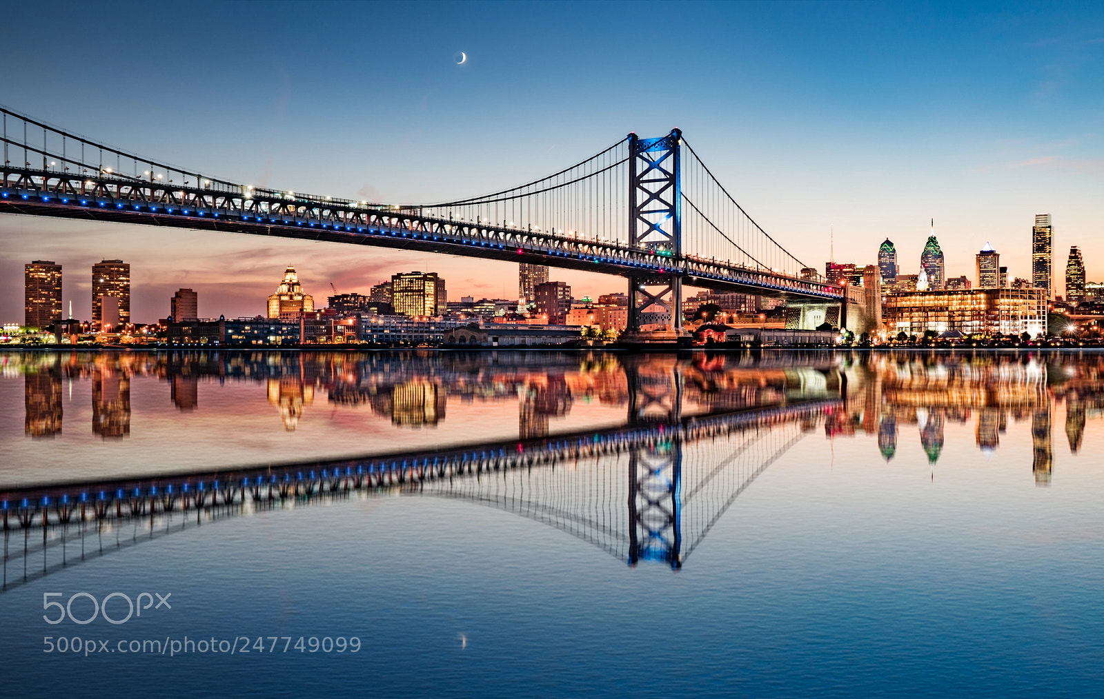 Sony a7R II sample photo. Philadelphia night skyline refection photography