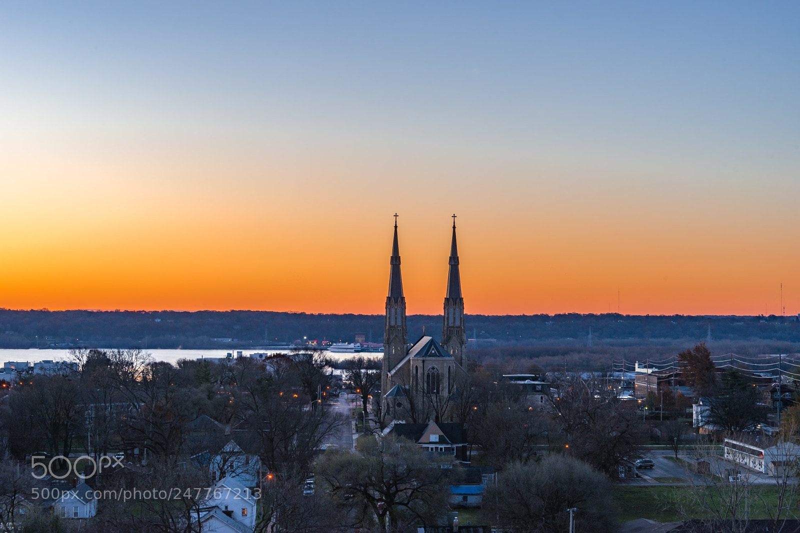 Sony SLT-A99V sample photo. Riverfront 01, church, before sunrise photography