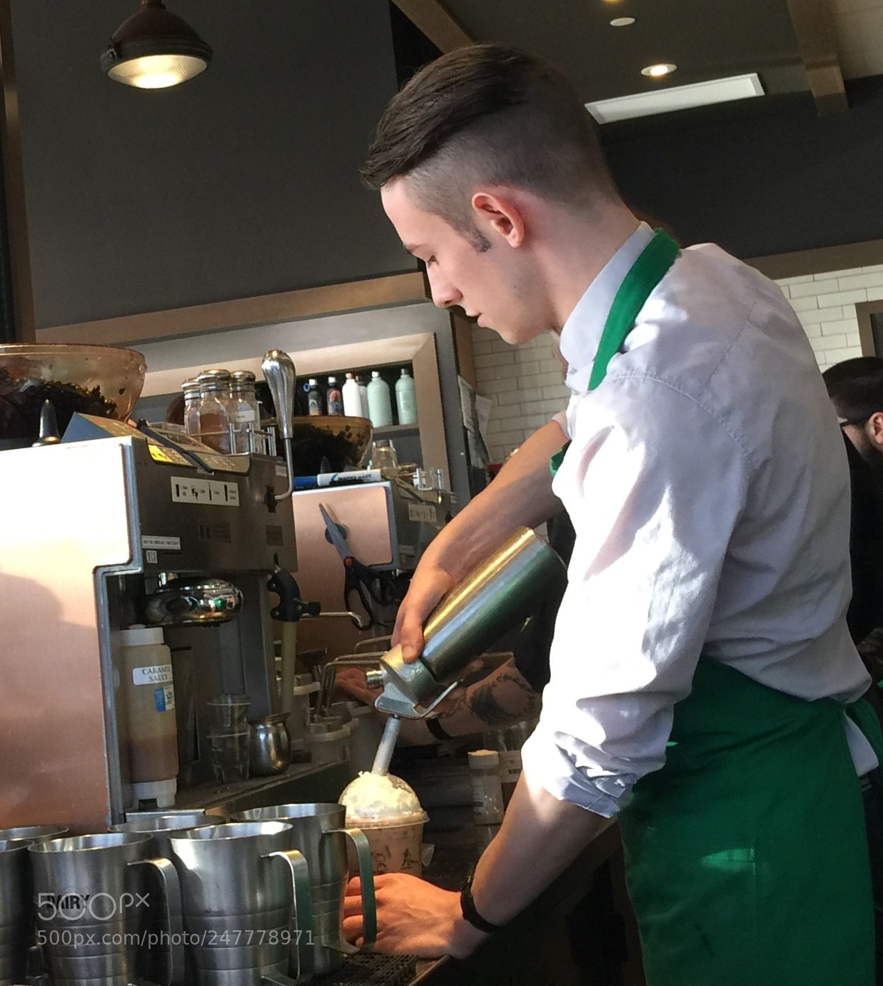 Apple iPhone 6 Plus sample photo. Starbucks barista photography
