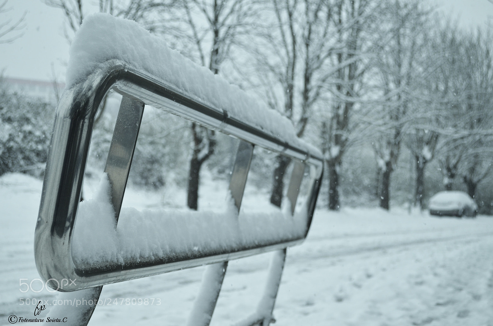 Nikon D5100 sample photo. Handrail snowfall photography