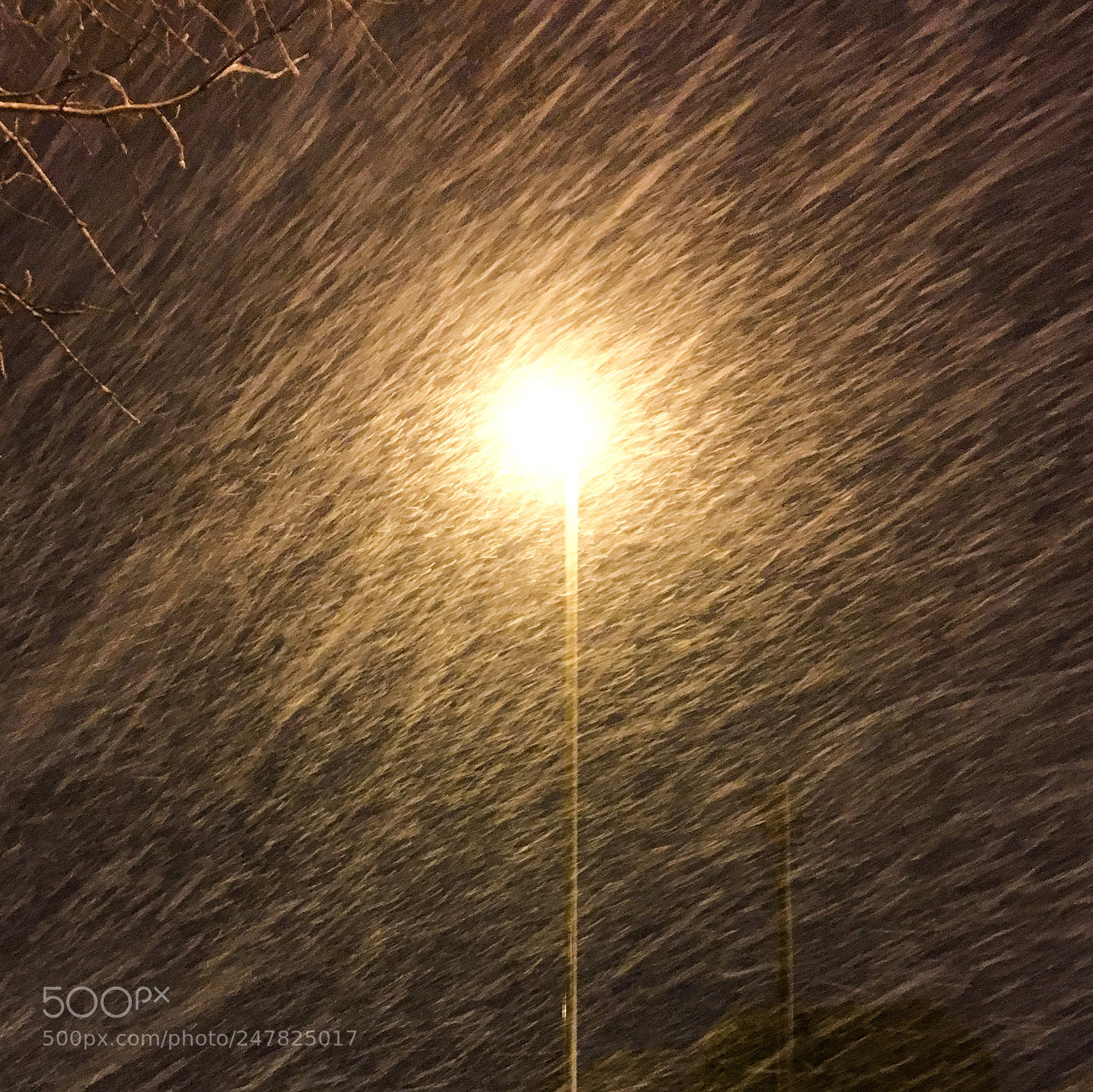 Apple iPhone 6s sample photo. Snow with streetlight photography