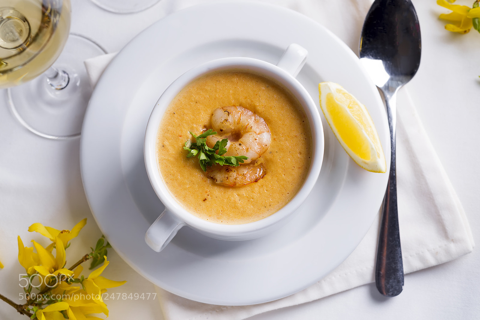 Nikon D610 sample photo. Creamy soup with seafood photography