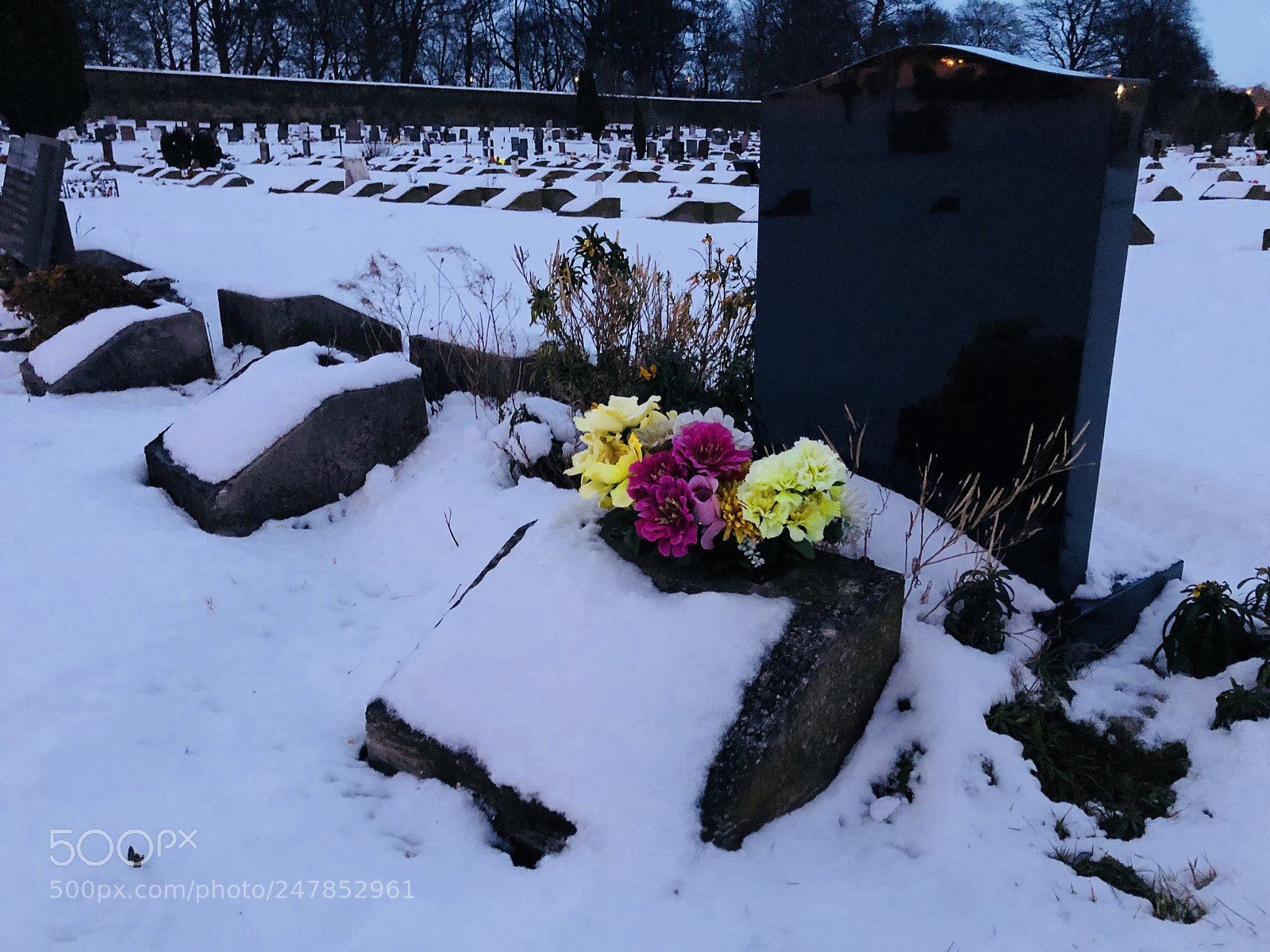 Apple iPhone 8 sample photo. Flowed in cemetery snow photography