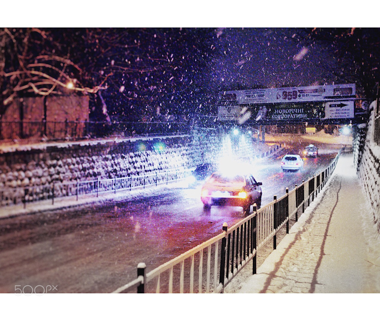Nikon D5100 sample photo. Night road photography