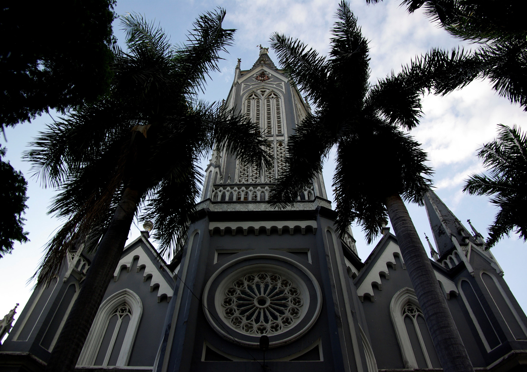 Pentax K10D + Pentax smc DA 16-45mm F4 ED AL sample photo. Church and palms photography